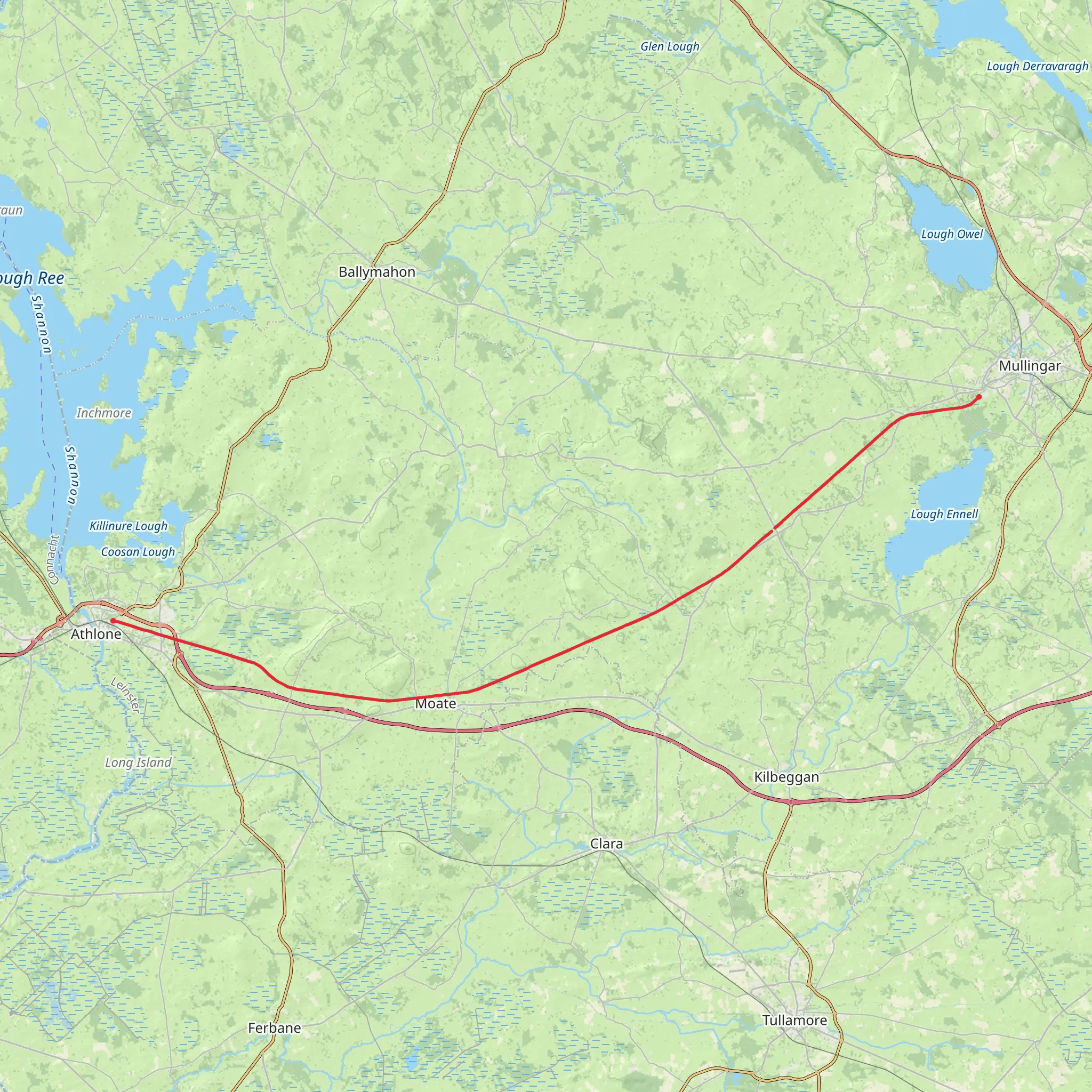 Mullingar - Athlone - Old Rail Trail Greenway mobile static map