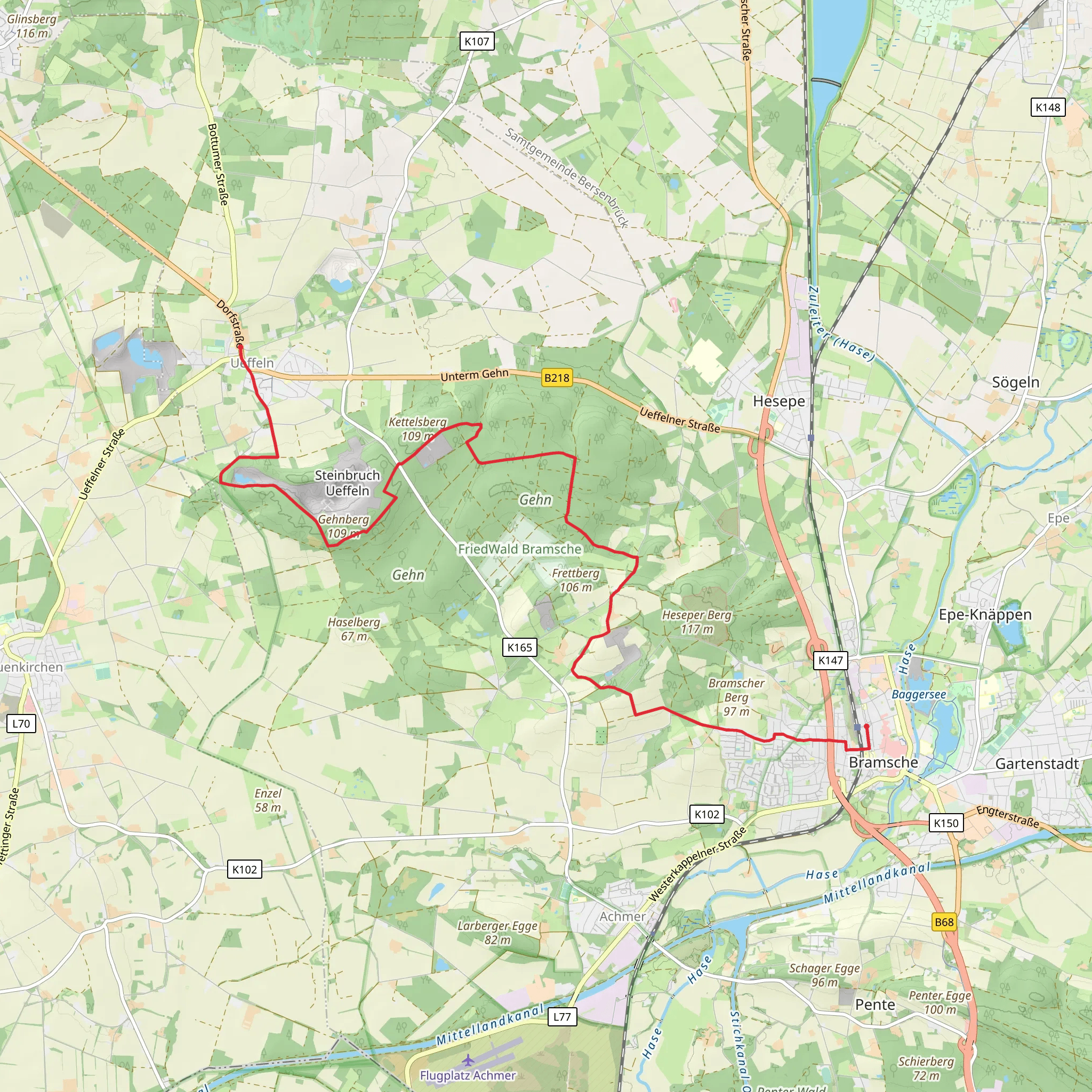 Bramsche to Ueffeln - Balkum Walk mobile static map
