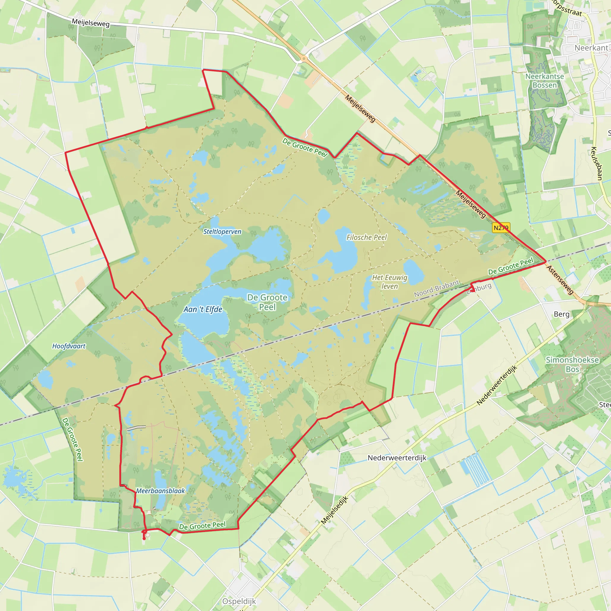 Astensche and Aan den Berg via Kokmeeuwen Weg and Meijelse Weg mobile static map