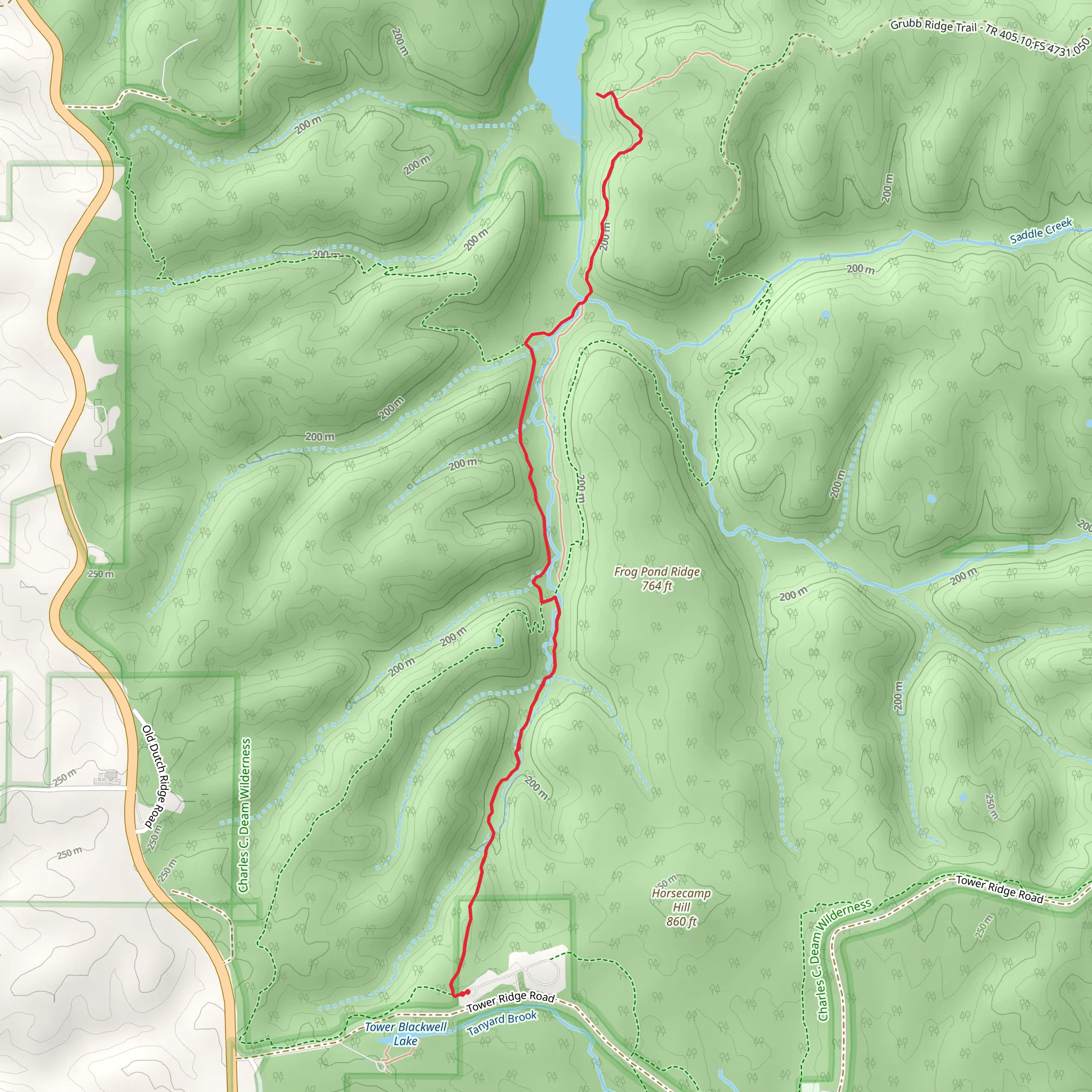 Patton Cave Trail via Grubb Ridge Loop mobile static map