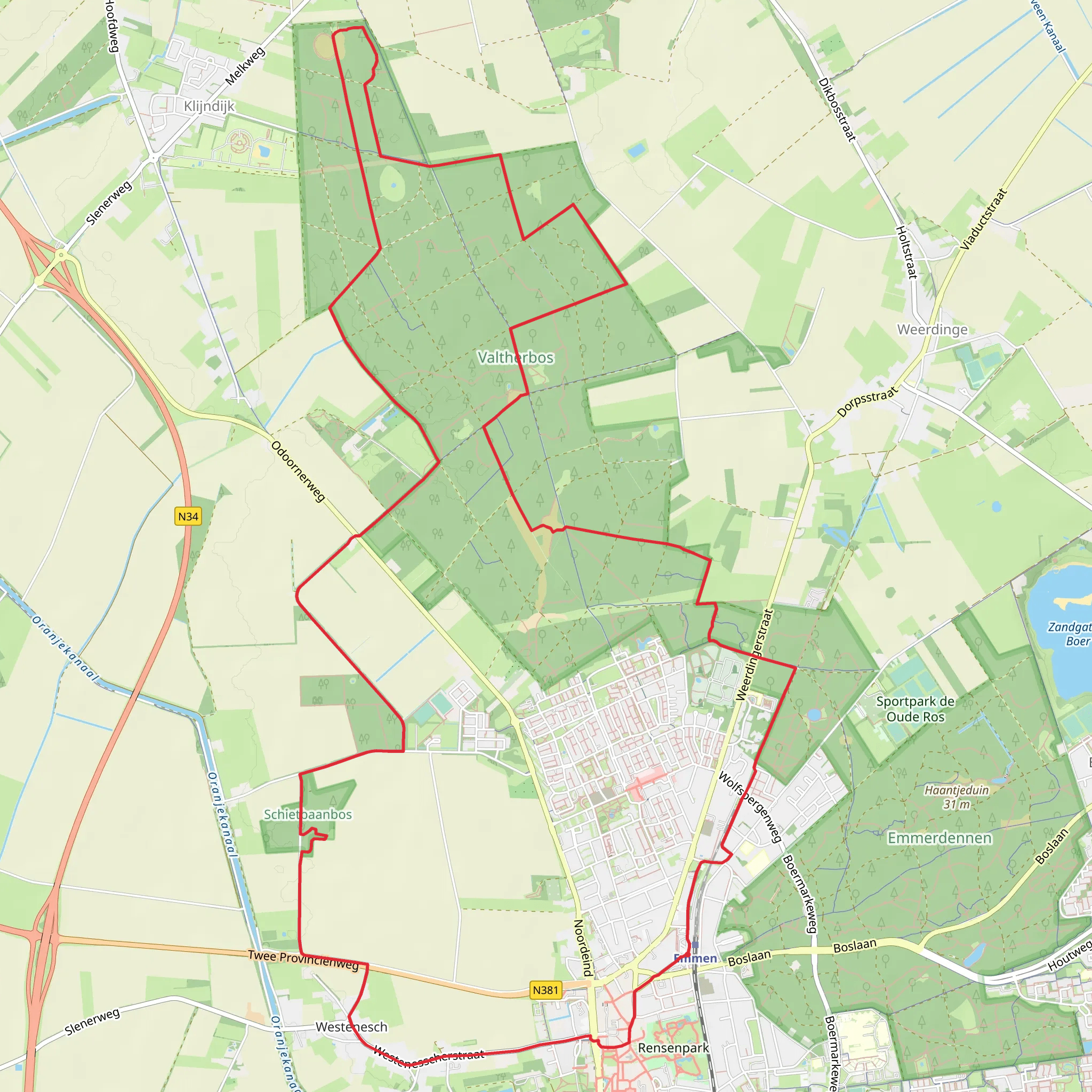 Schietbaan Bos, Valtherbos and Heidehiem Loop mobile static map