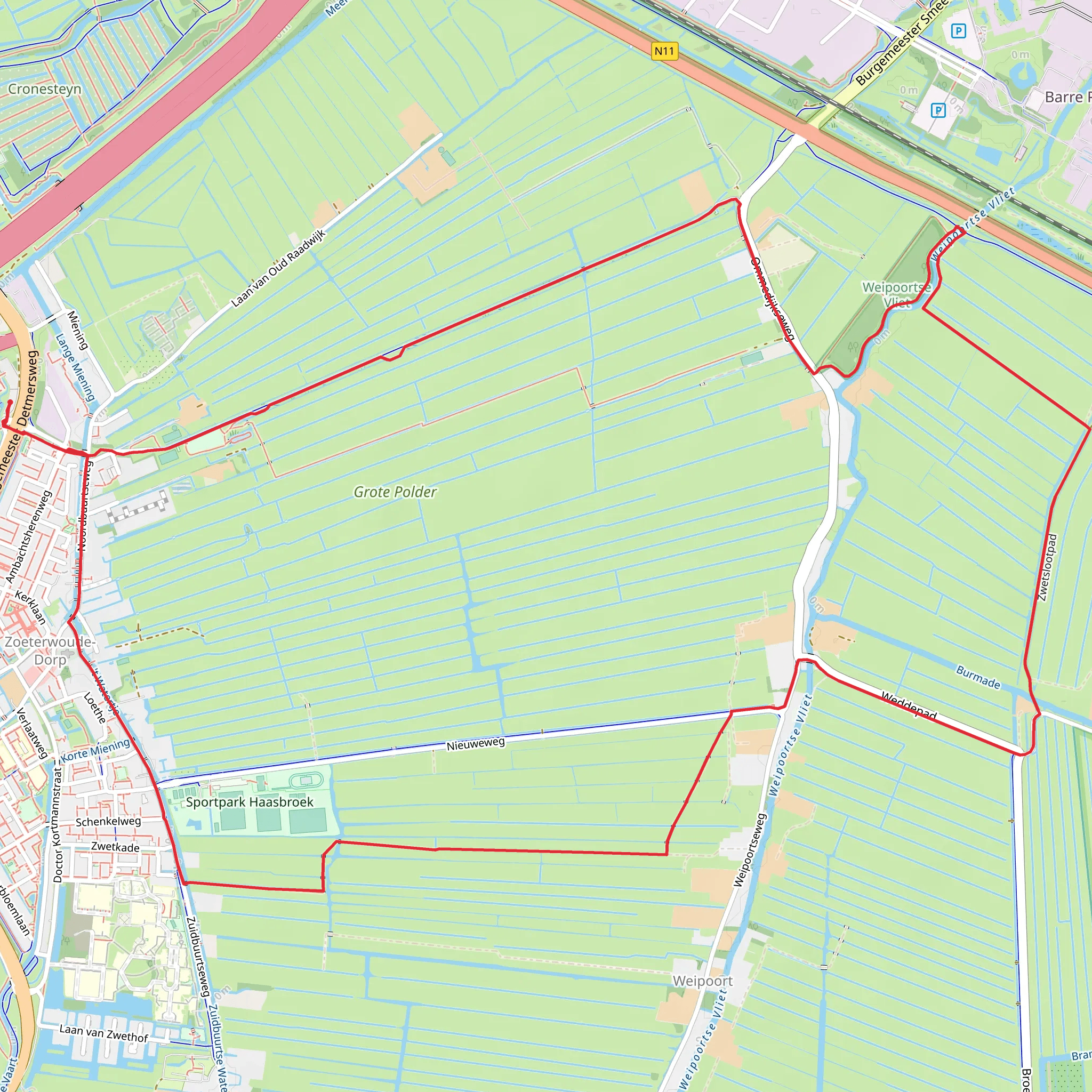 Zeoterwoude Dorp and Welvaart Loop mobile static map