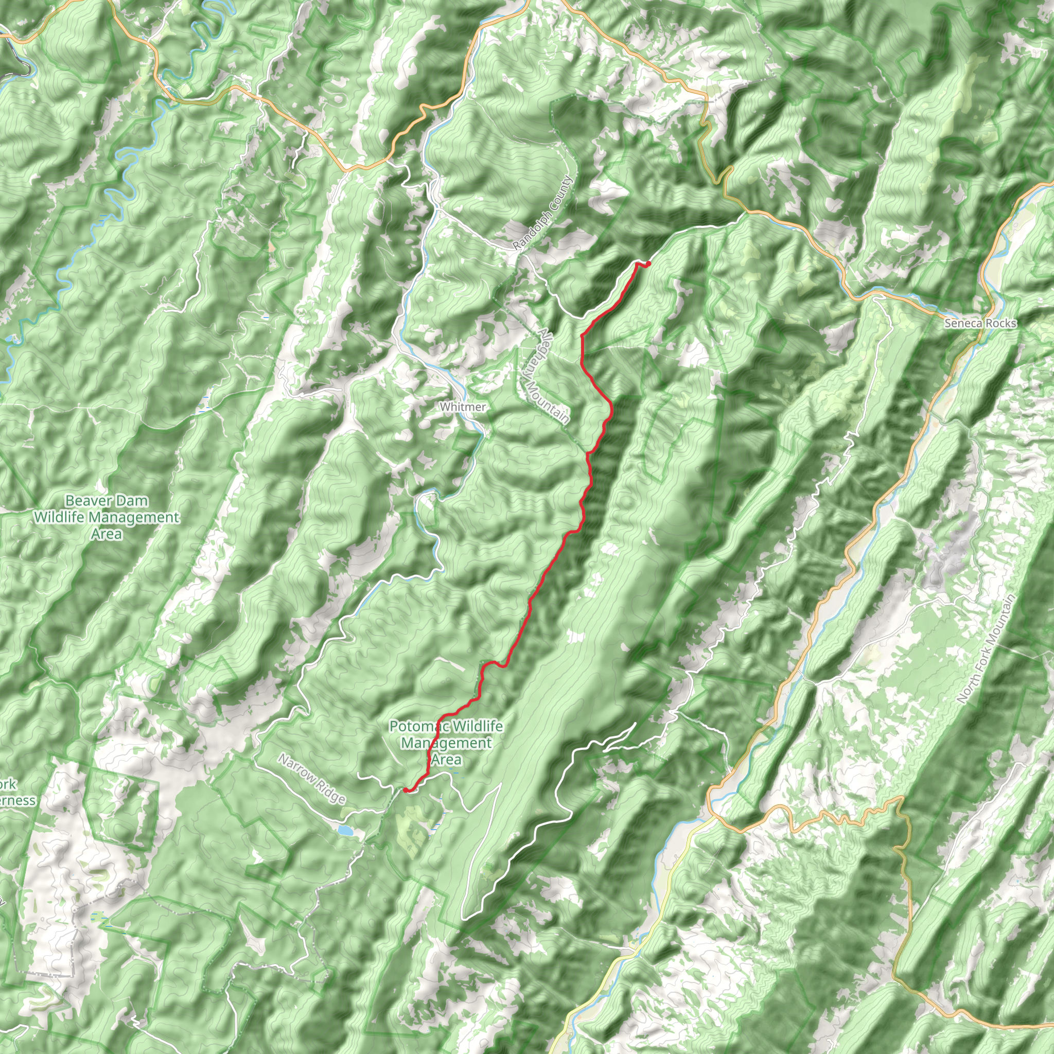 Allegheny Mountain Trail mobile static map