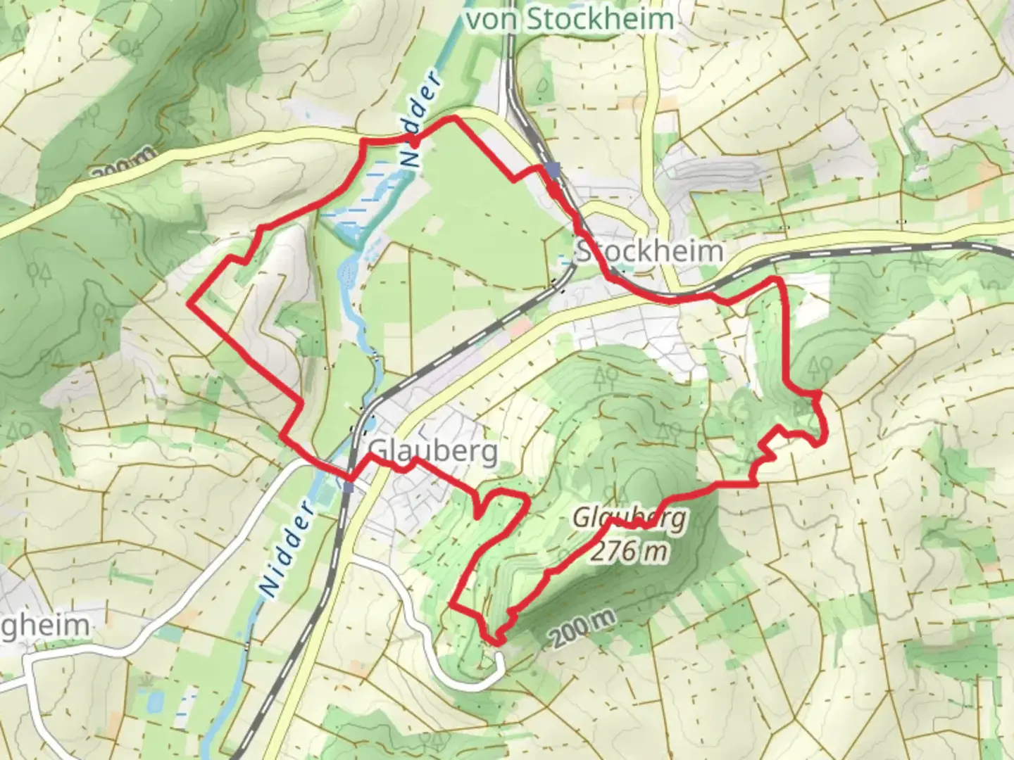 An image depicting the trail Buedingen Stockheim Weg and Wallfahrtsweg Loop and its surrounding area.