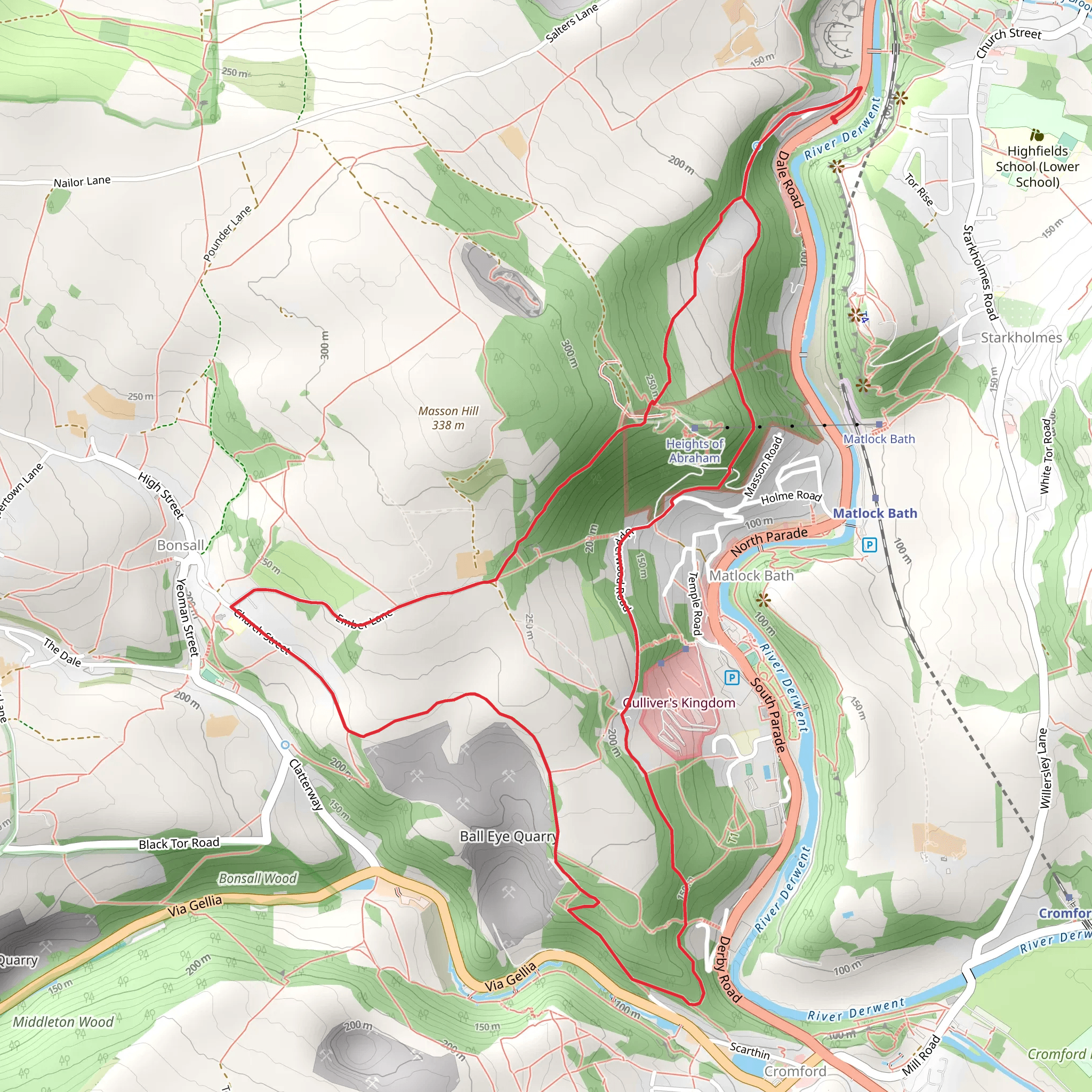 Heights of Abraham Loop from Matlock mobile static map