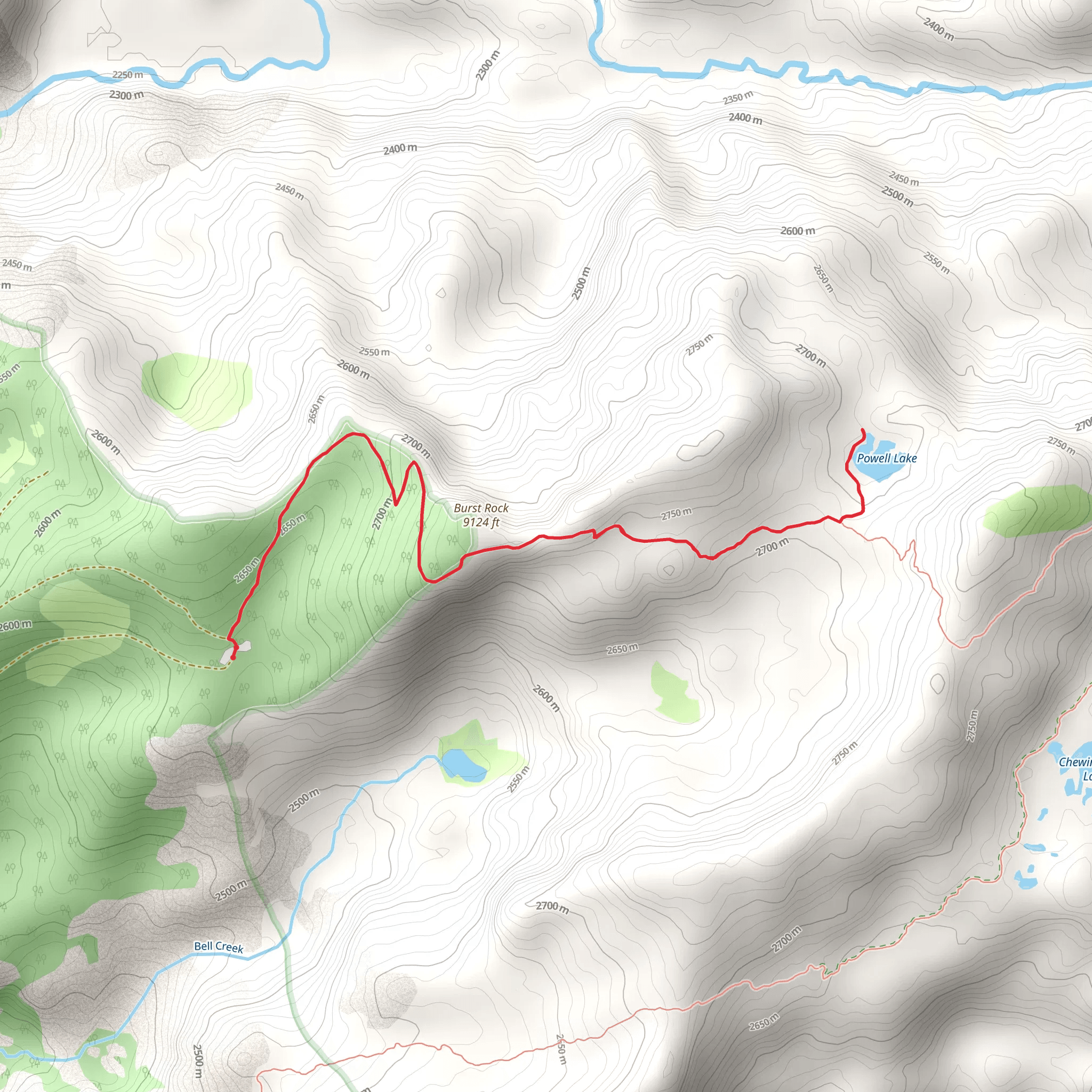 Powell Lake via Gianelli Trail mobile static map