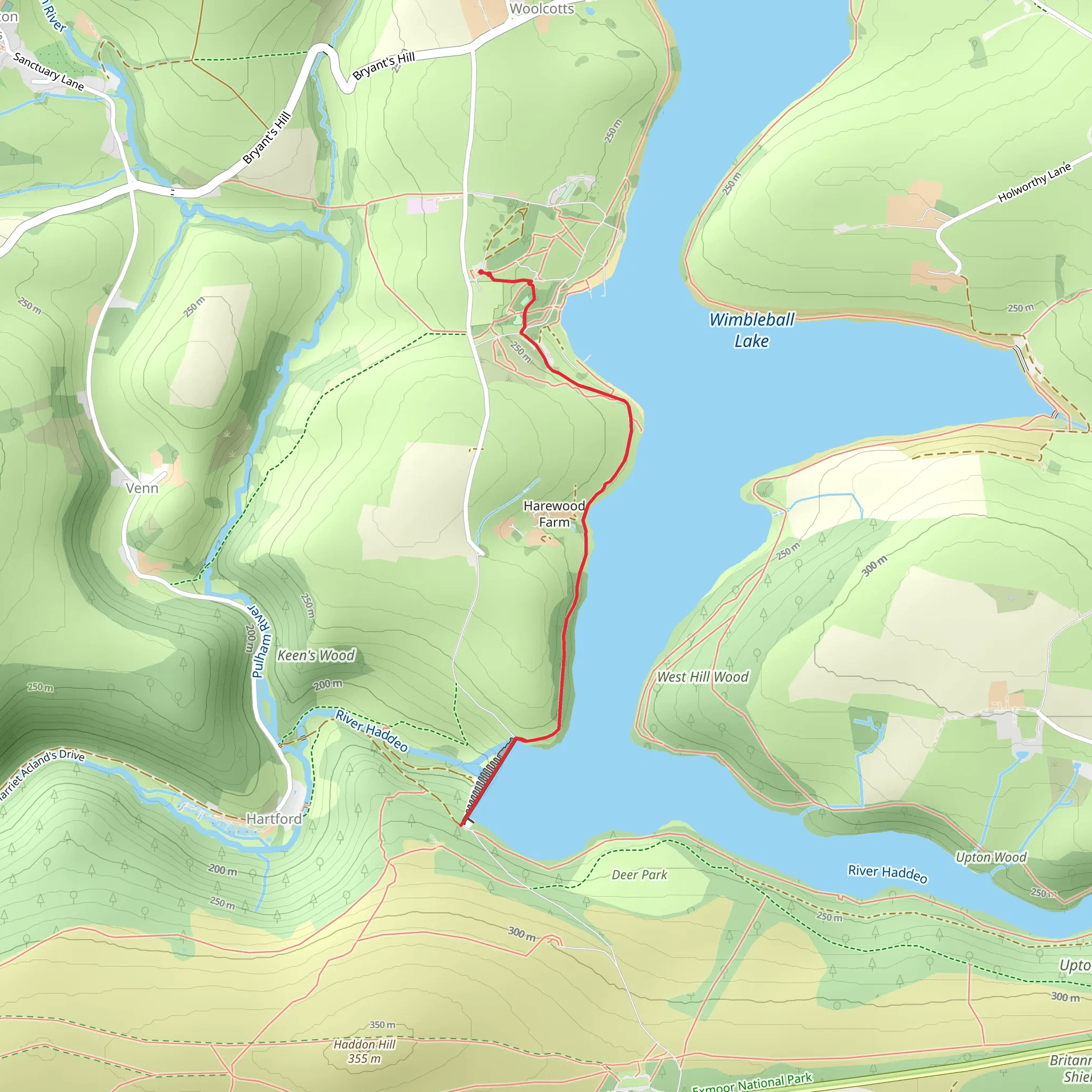 Wimbleball Lake - Walk to the Dam mobile static map