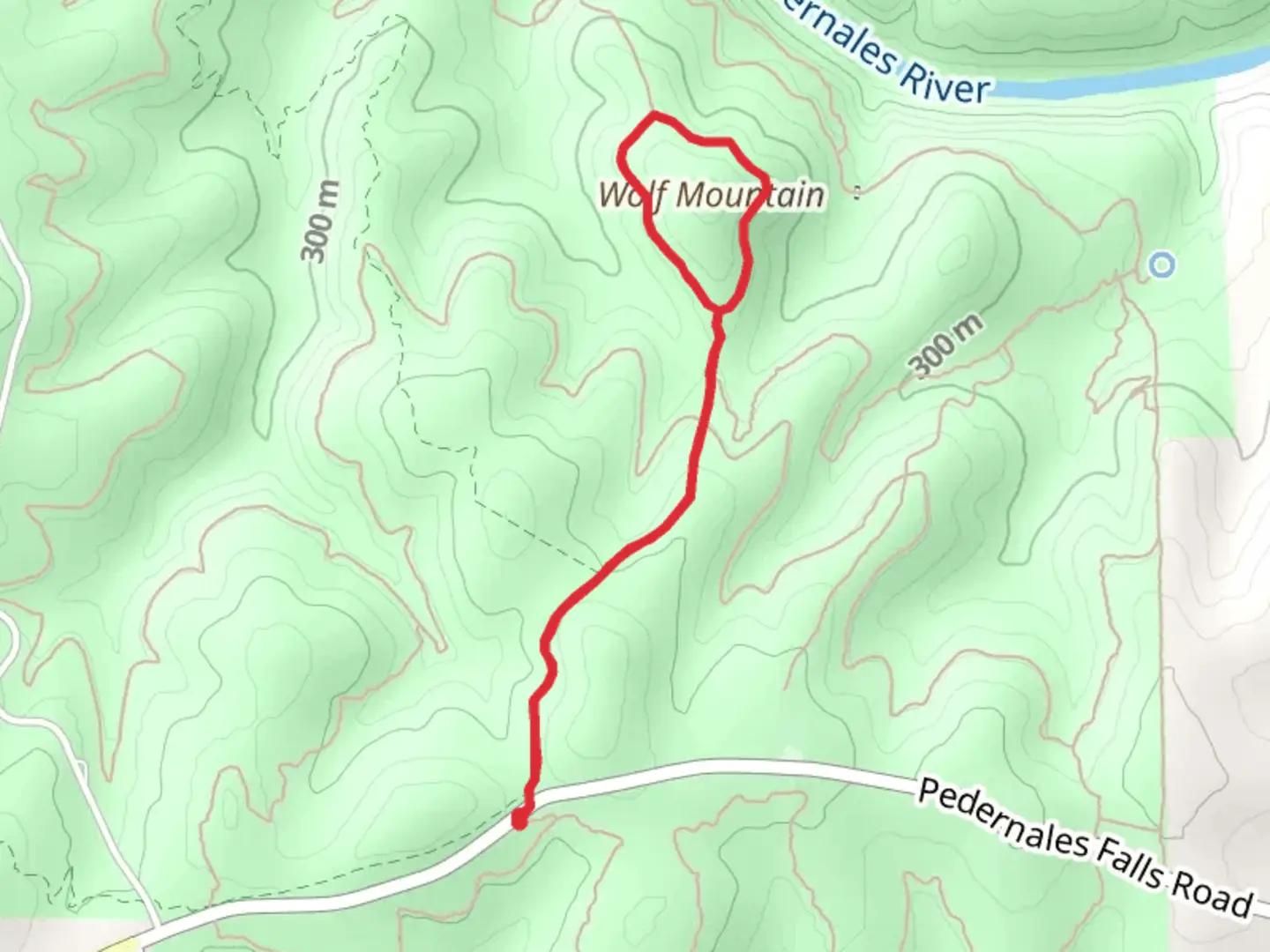 An image depicting the trail Pedernales Falls and Wolf Mountain Loop Trail and its surrounding area.