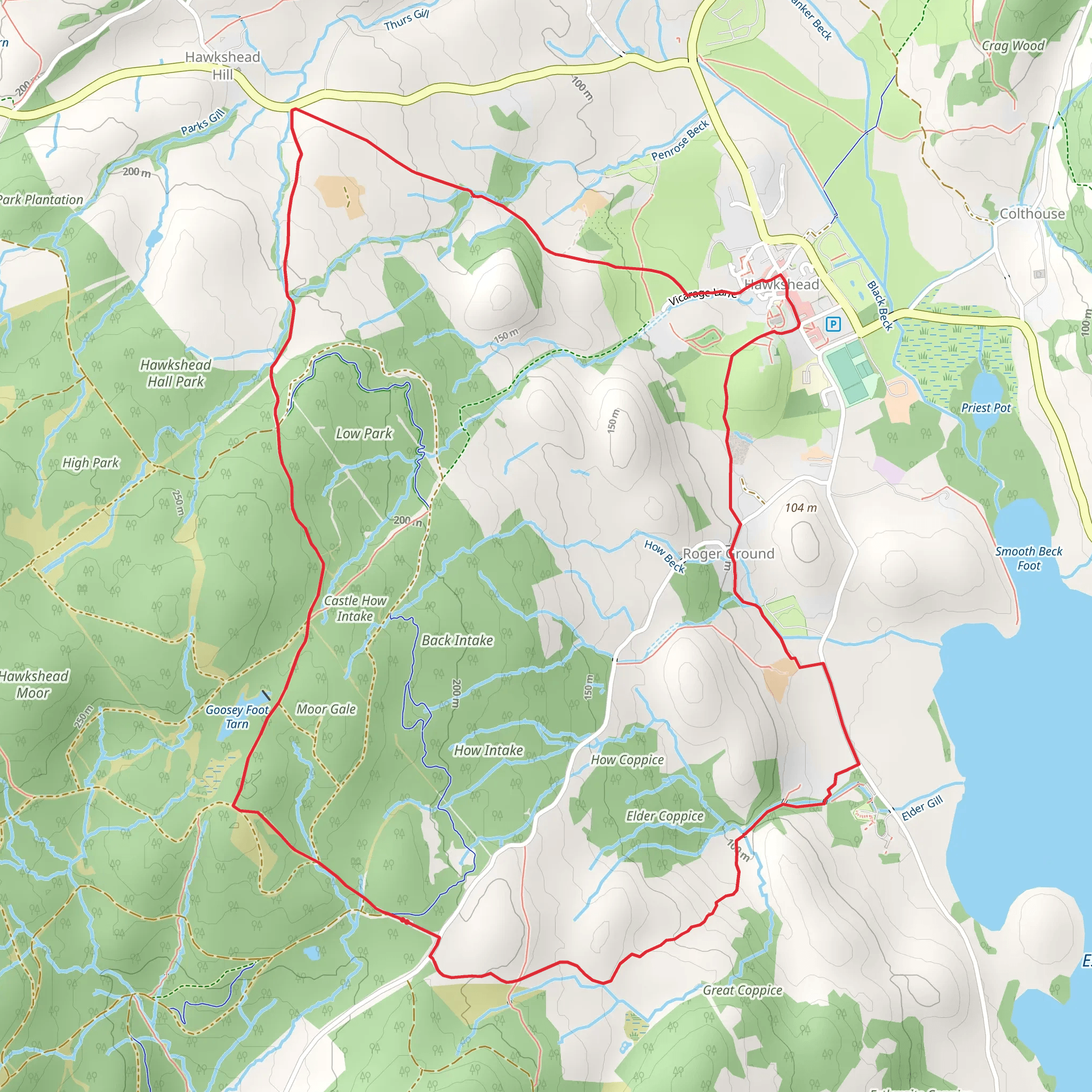 Hawkshead CIrcular Walk mobile static map