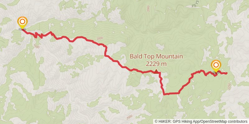 Bald Top Trail via Sleeping Child Trail stage 2 Map