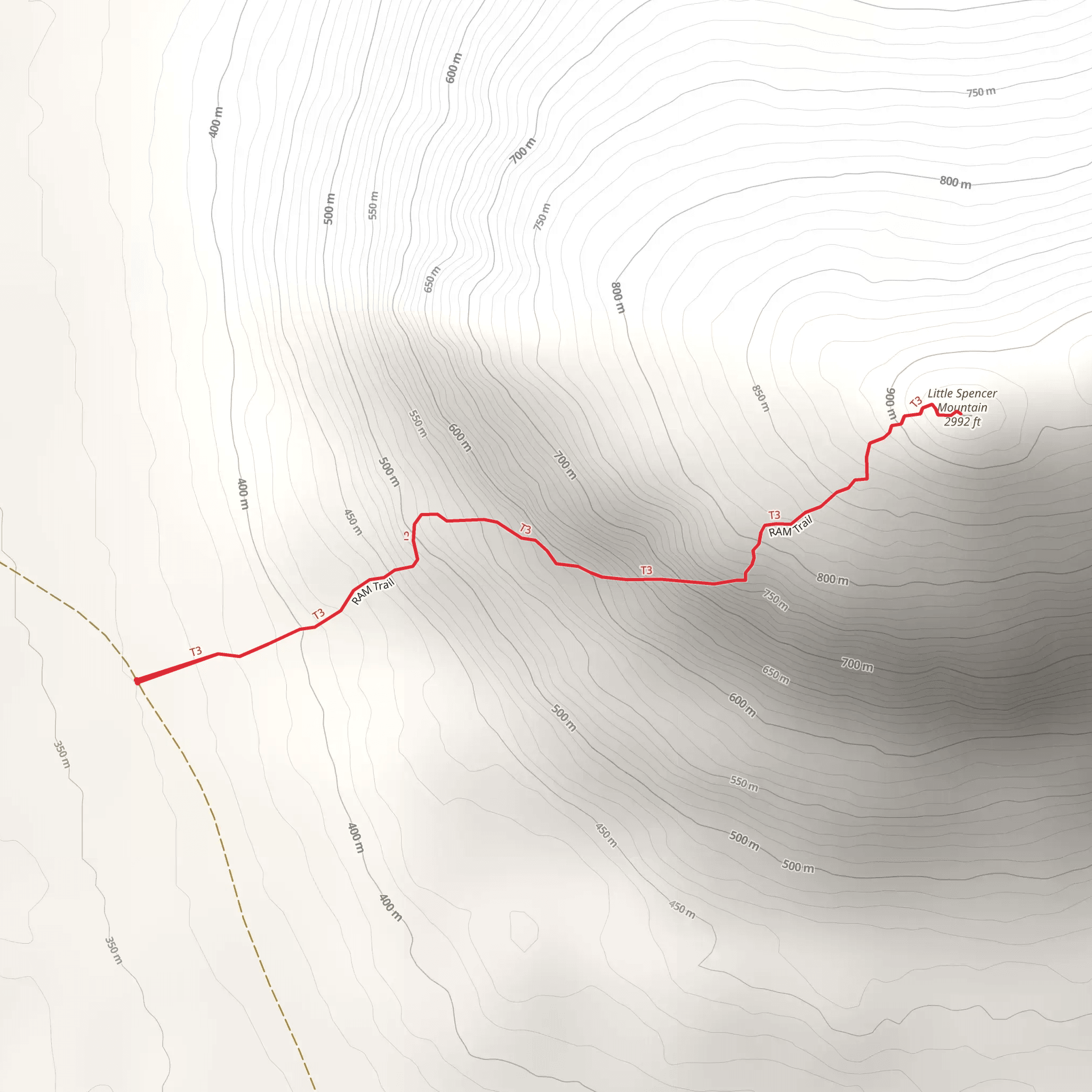Little Spencer Mountain Trail mobile static map