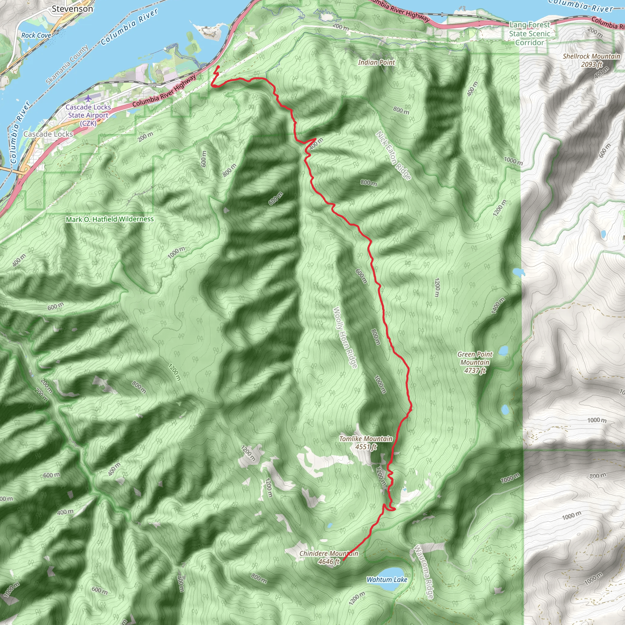 Herman Creek Trail mobile static map