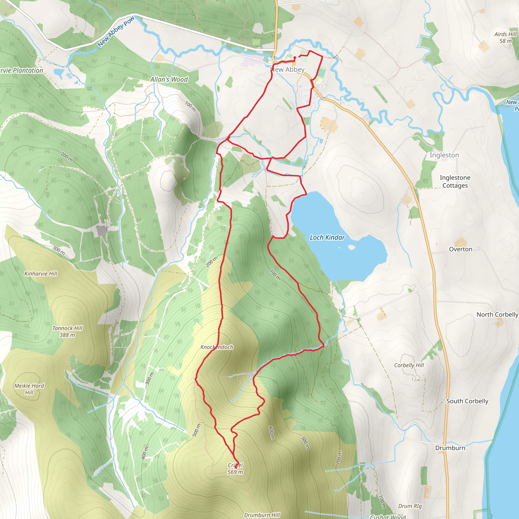 Criffel Hill Loop from New Abbey mobile static map