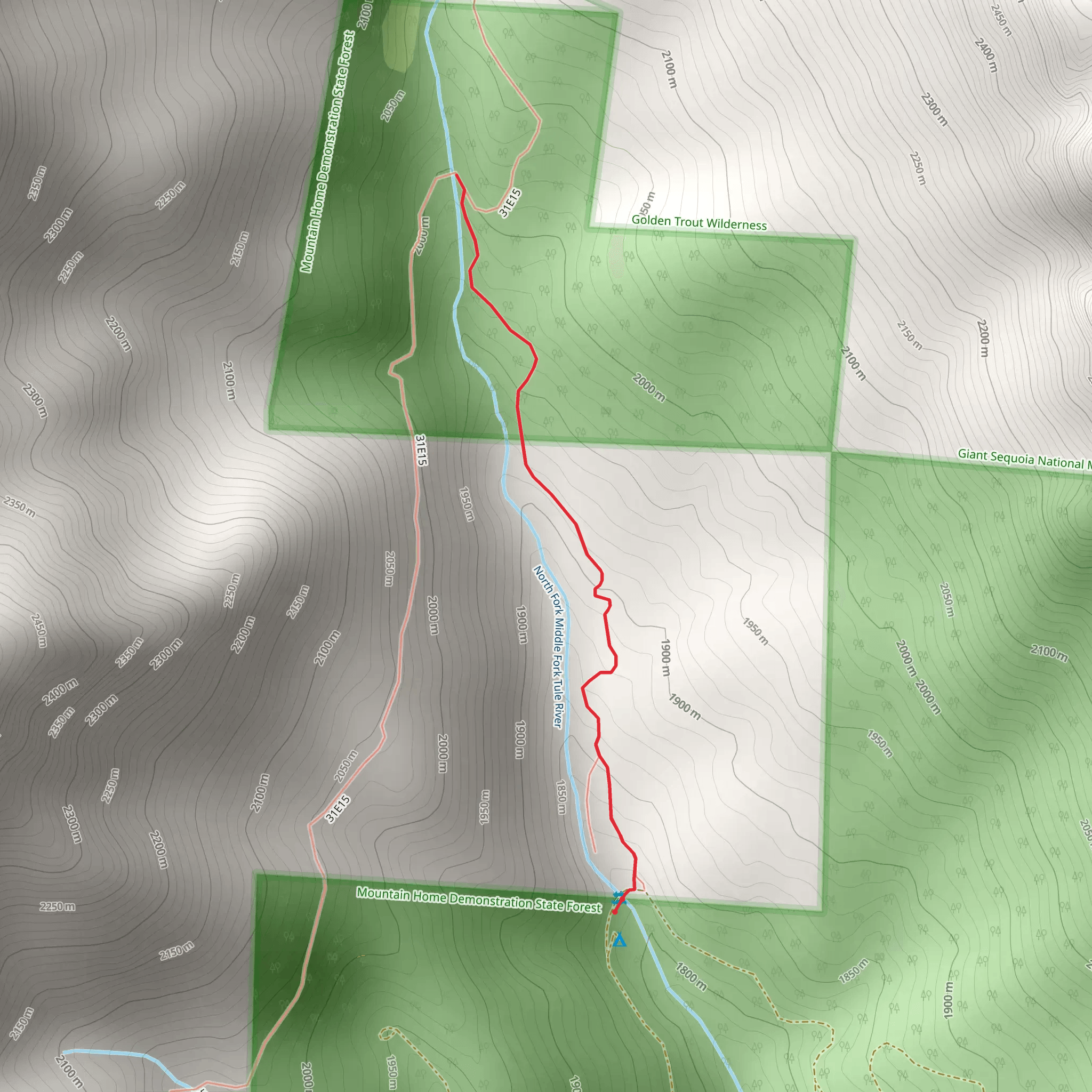 North Fork Middle Fork Tule River mobile static map