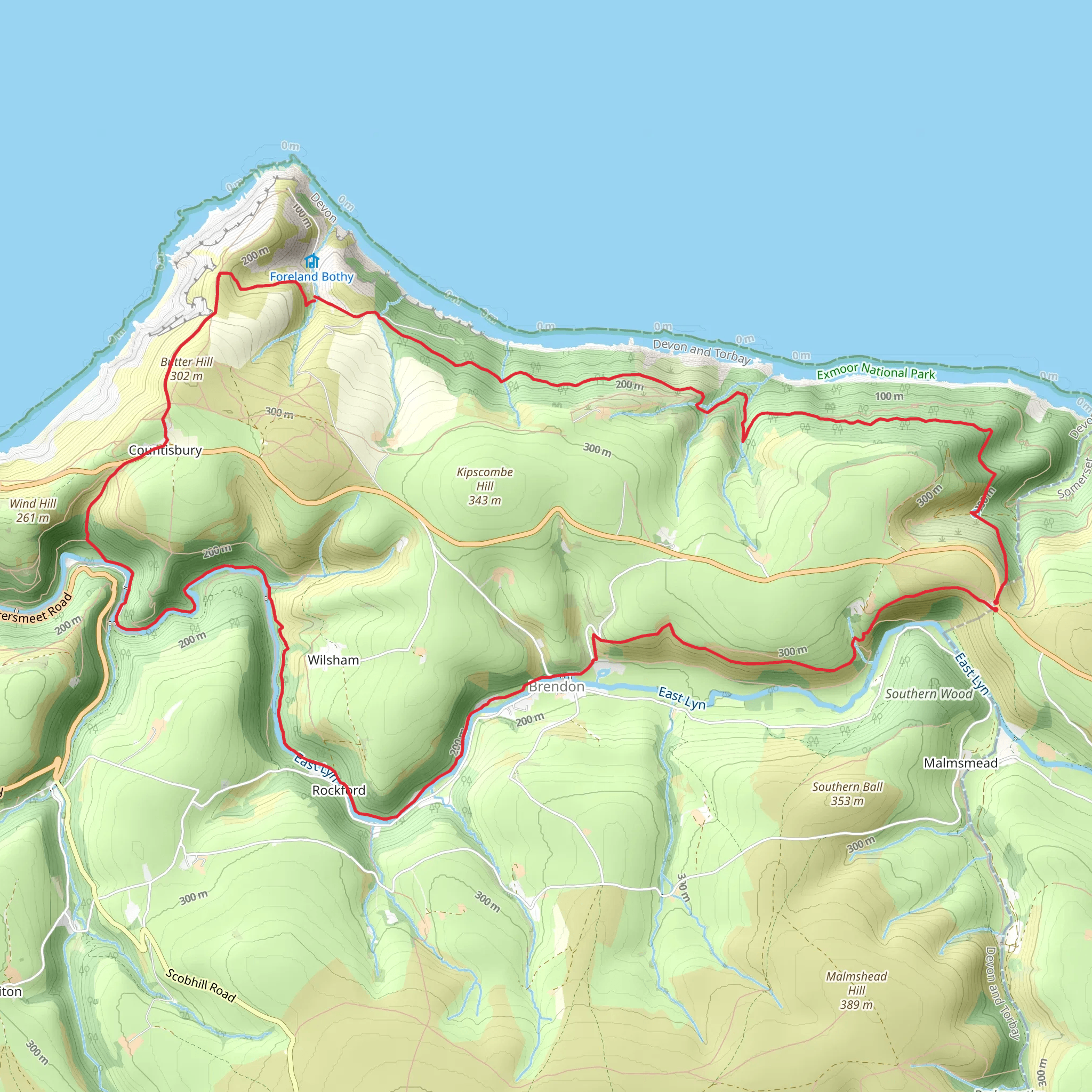 Countisbury and Brendon mobile static map