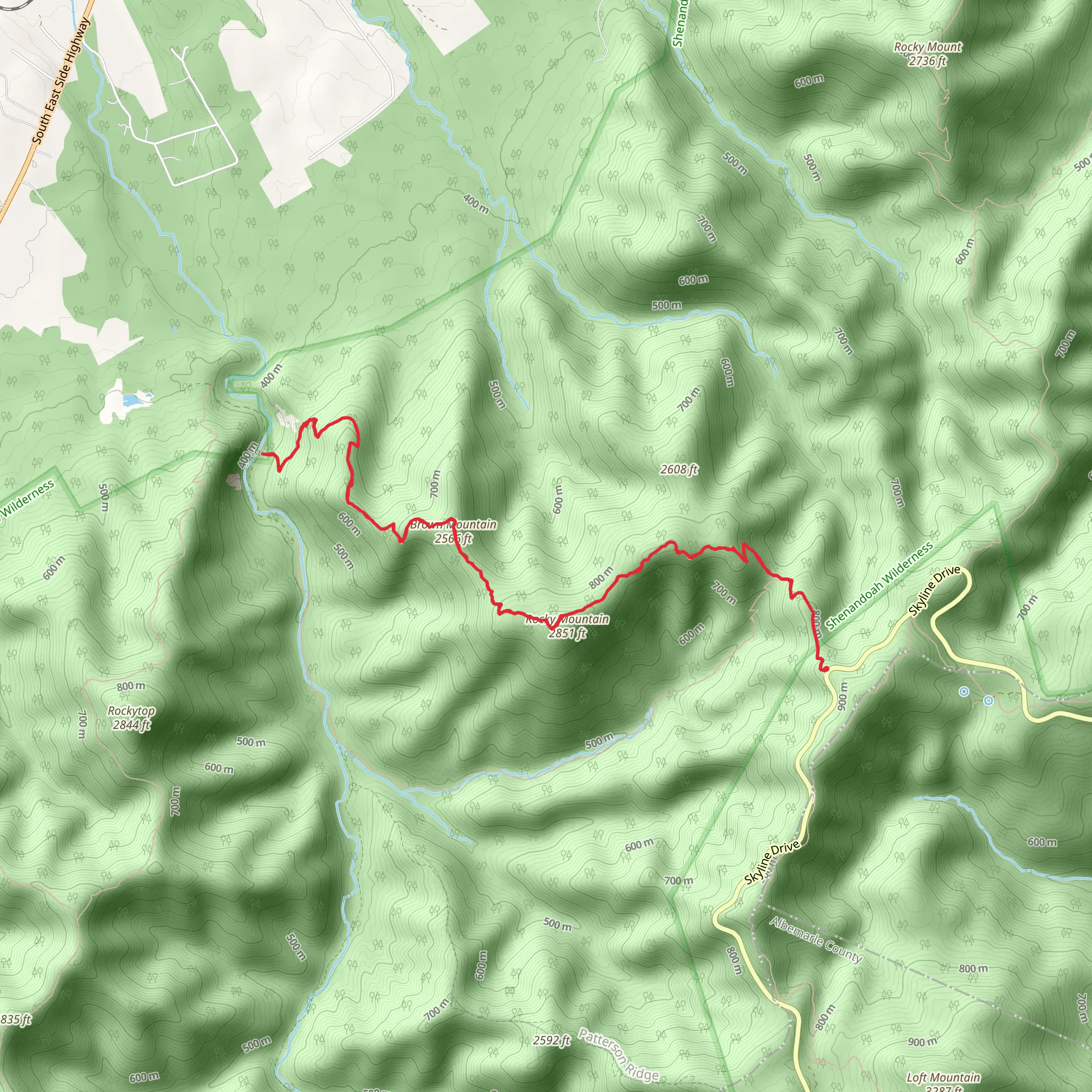 Brown Mountain mobile static map