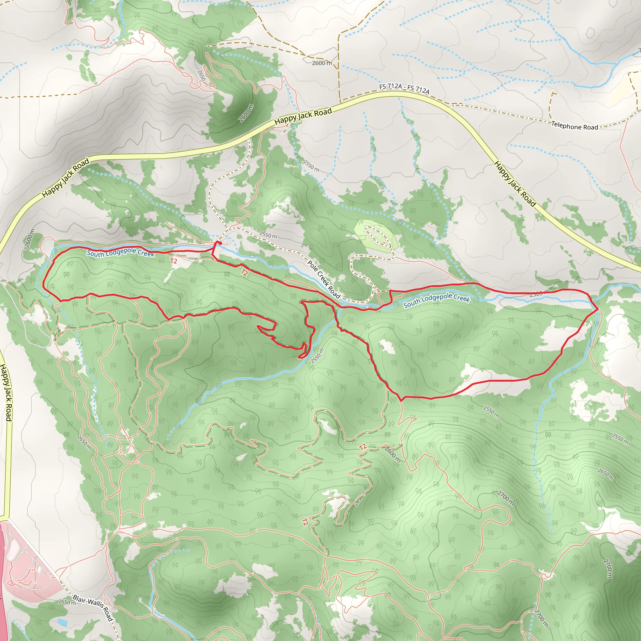 Pole Creek - Blackjack - Middle Aspen - Haunted Forest Loop Trail mobile static map