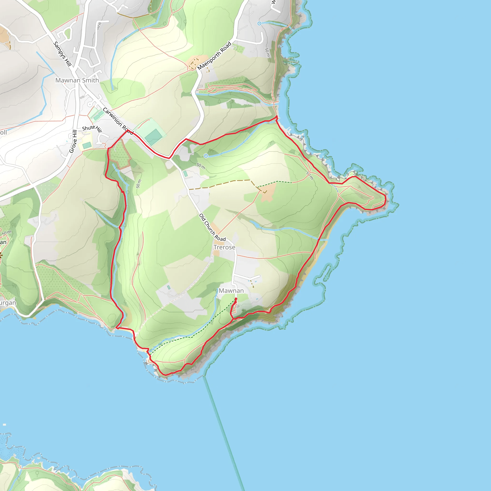 Rosemullion Head from Mawnan mobile static map