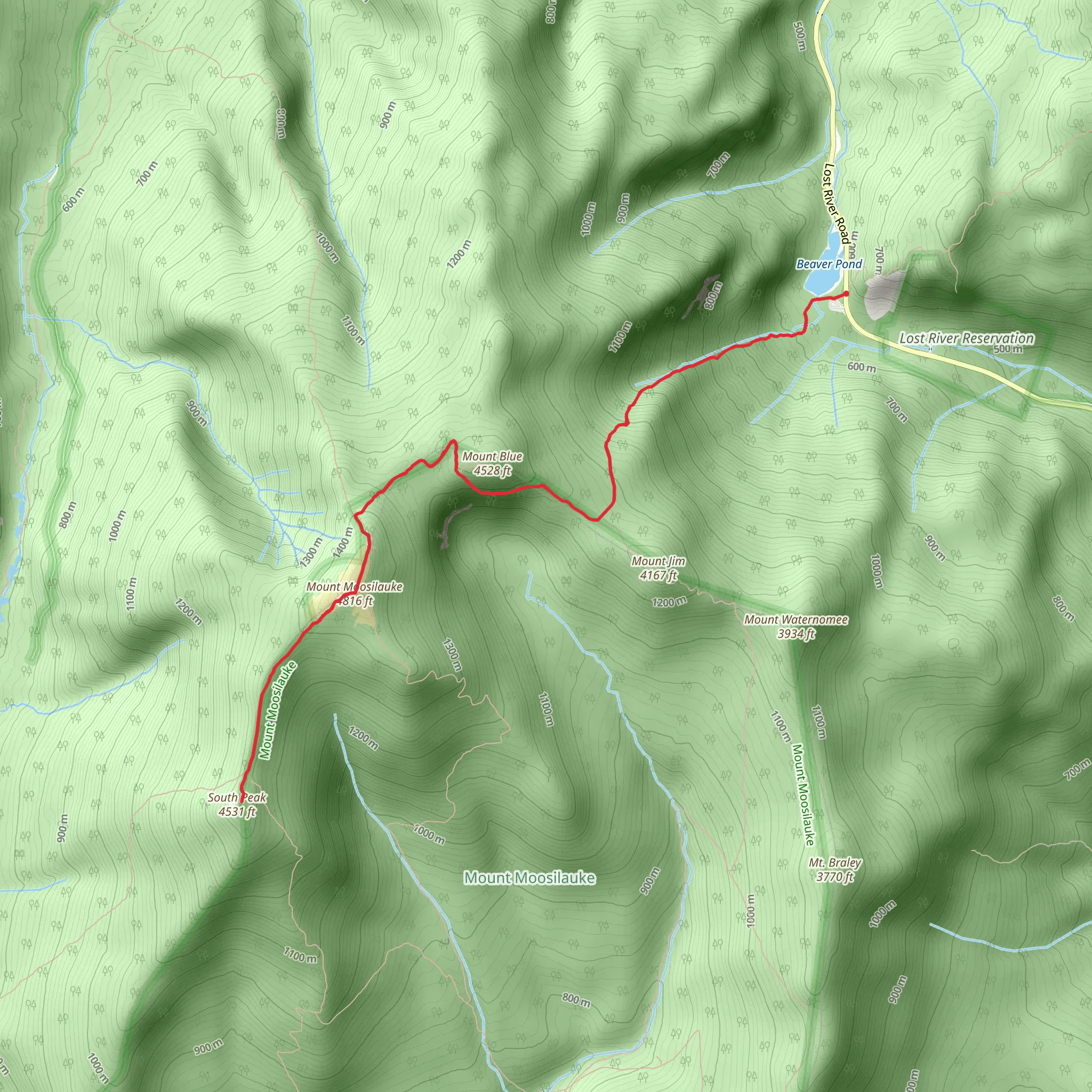 South Peak via Beaver Brook Trail mobile static map
