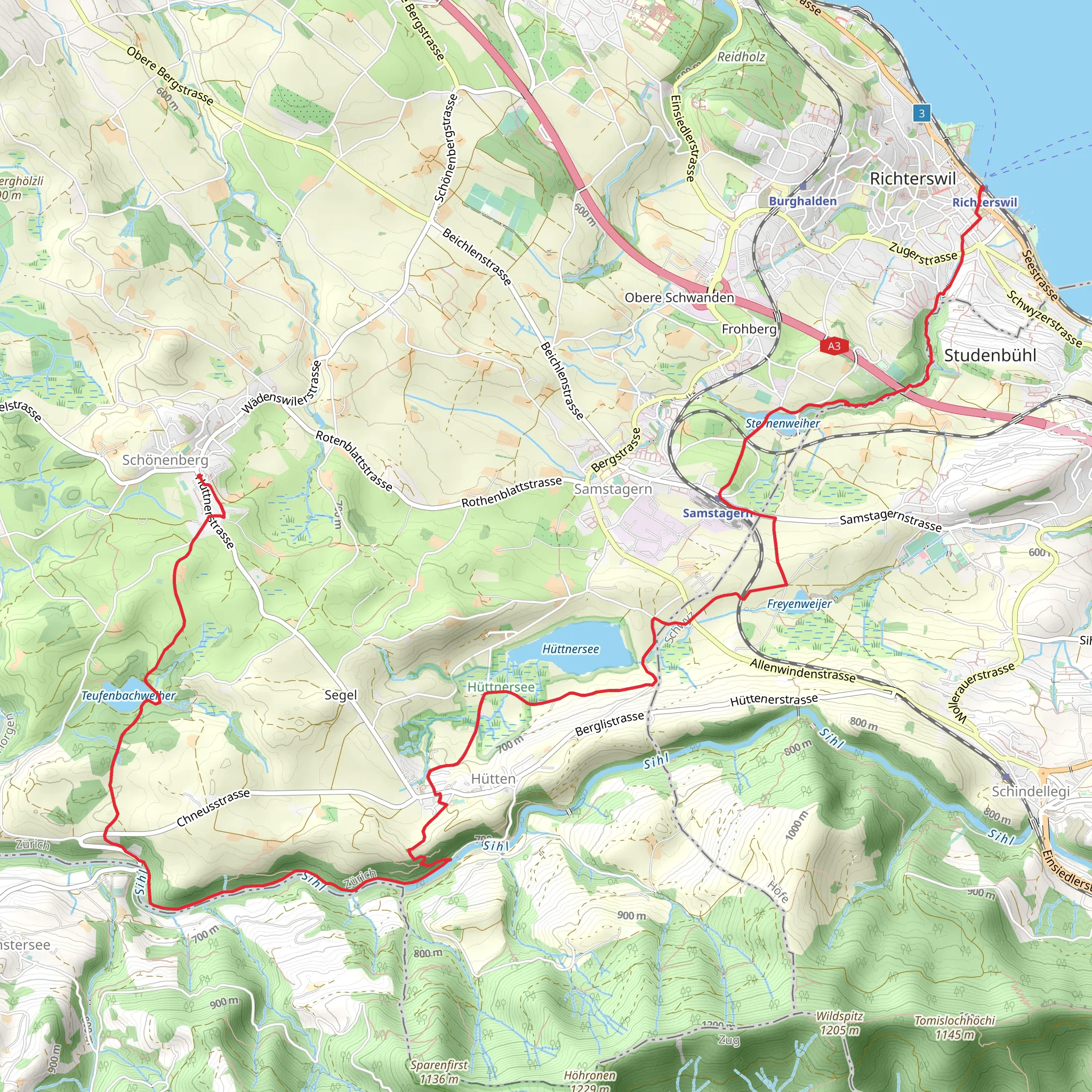 Mülitobel Sihl Path mobile static map