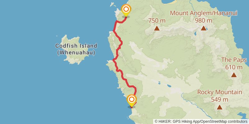 North West Circuit Stewart Island - Rakiura stage 5 Map