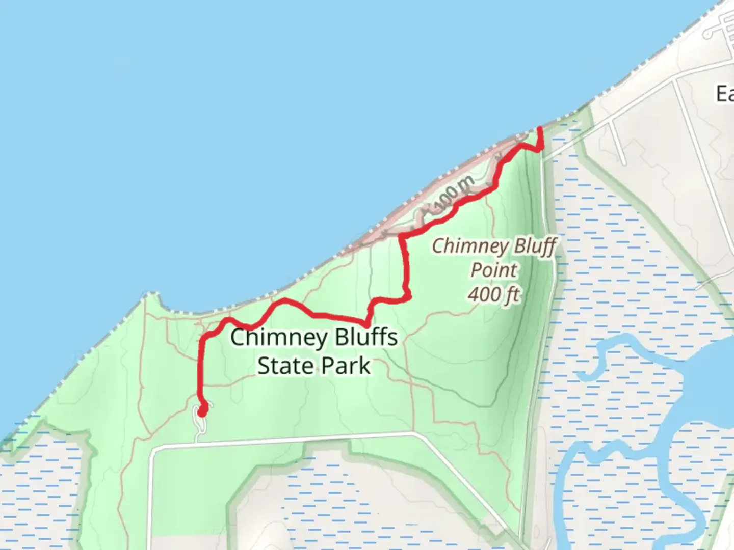 An image depicting the trail Bluff Trail and its surrounding area.