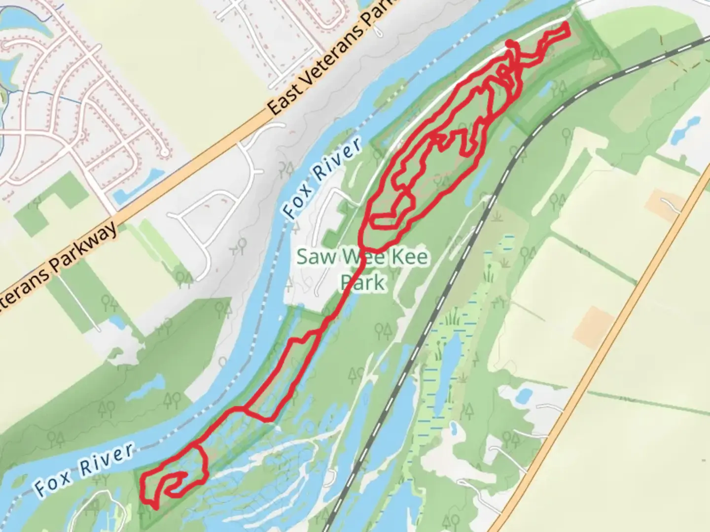 An image depicting the trail Orange, Blue and Green Loop and its surrounding area.