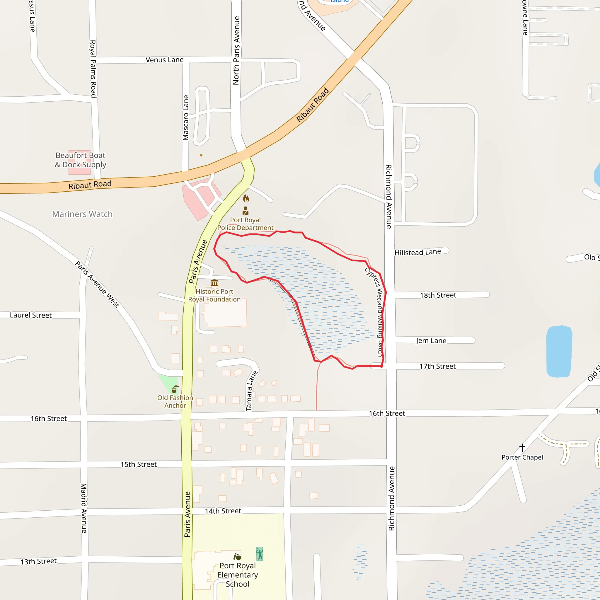 Cypress Wetland walking patch Loop mobile static map
