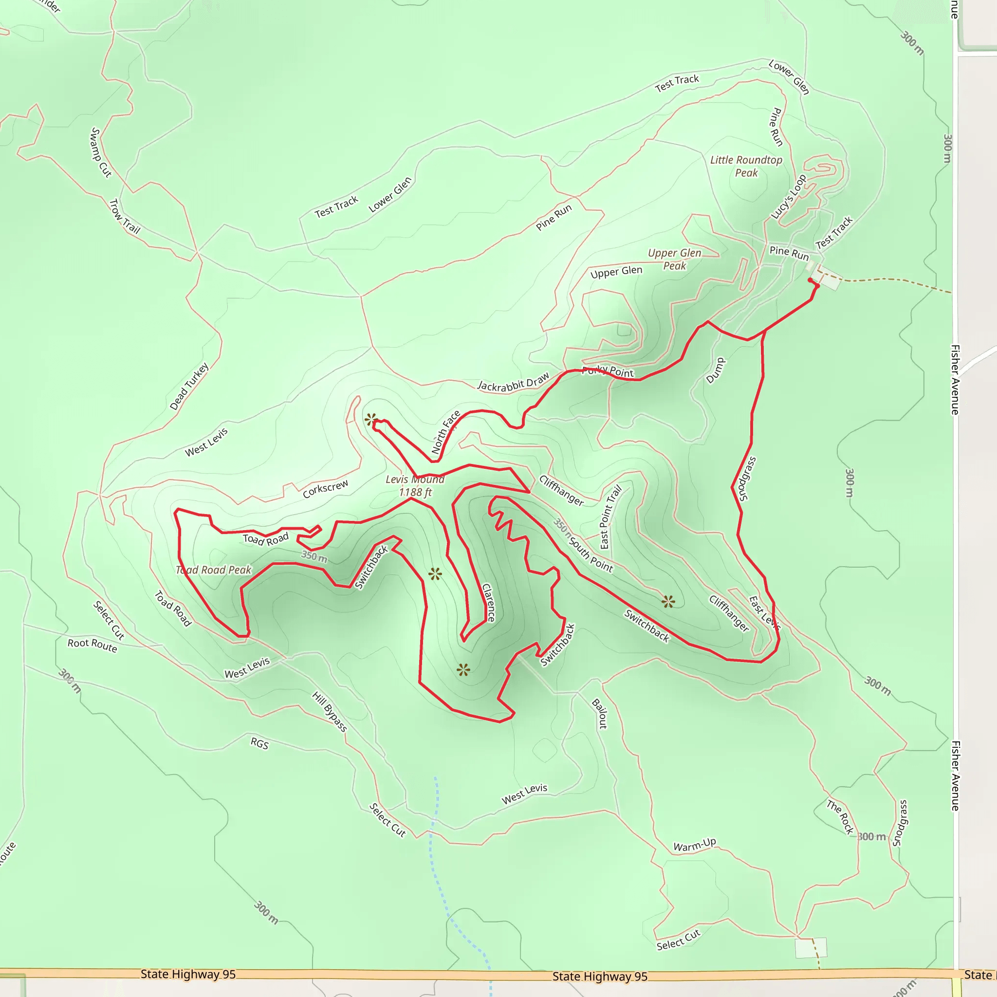 Levis Mound and Toad Road Peak LoopLoop mobile static map