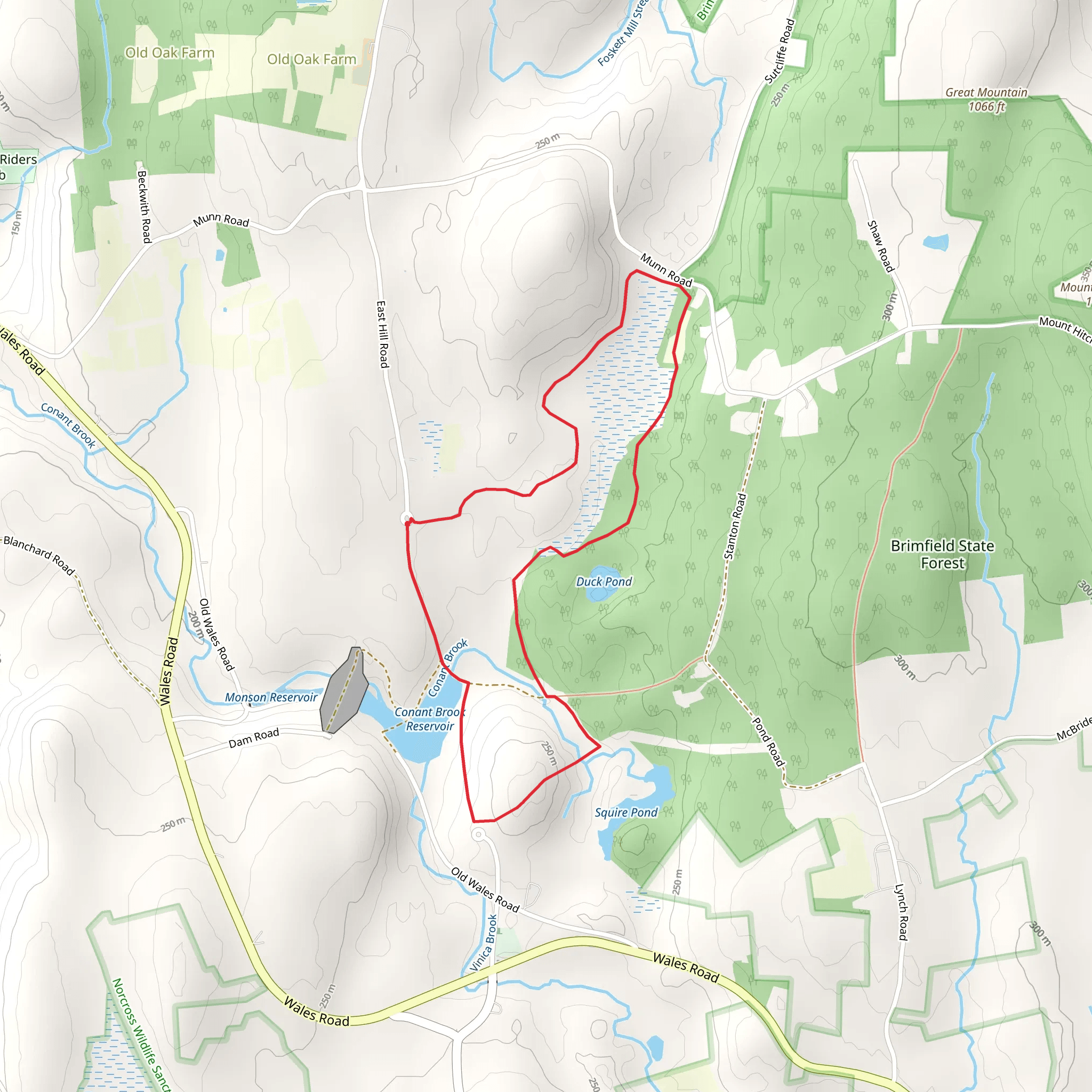Conant Brook Reservoir Loop mobile static map