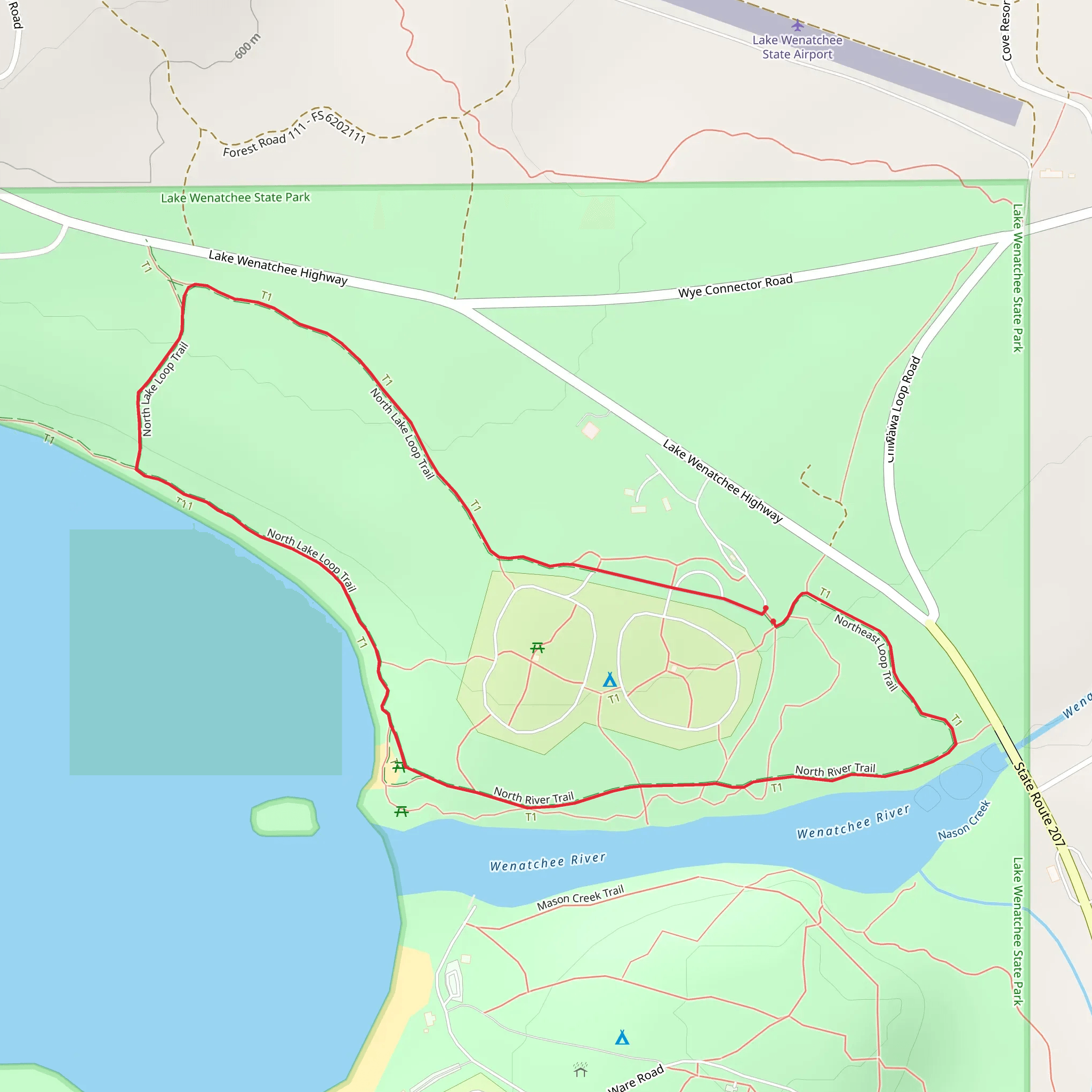 North Lake Loop Trail and North River Trail mobile static map