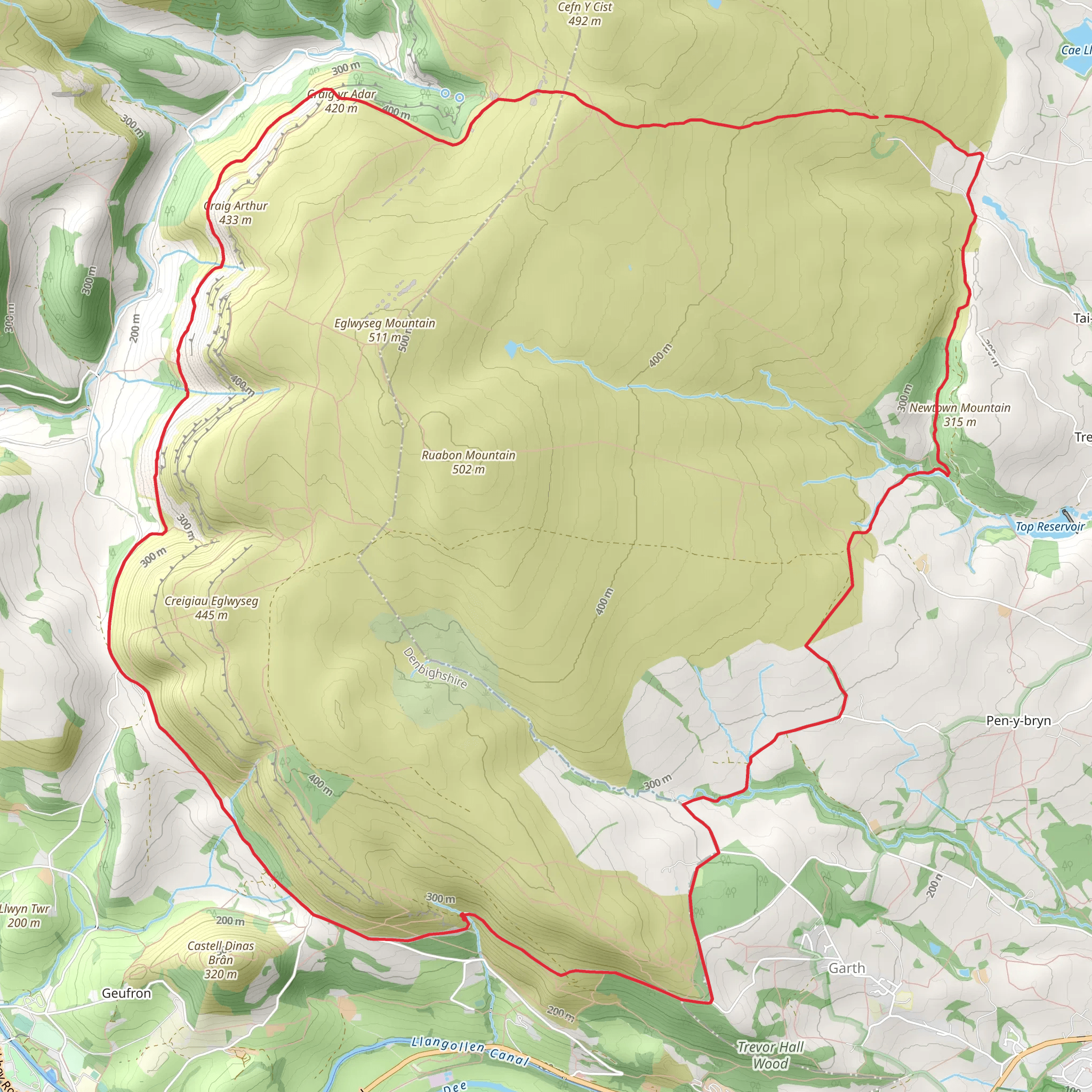 Ruabon Mountain and The Limestone Edges of Llangollen mobile static map