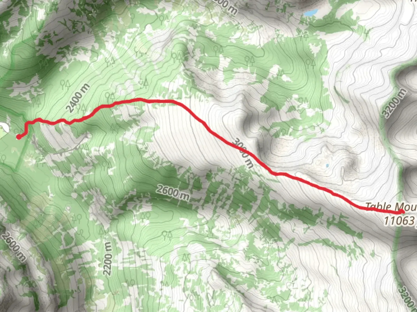 An image depicting the trail Table Mountain via Face and North Teton Trail and its surrounding area.