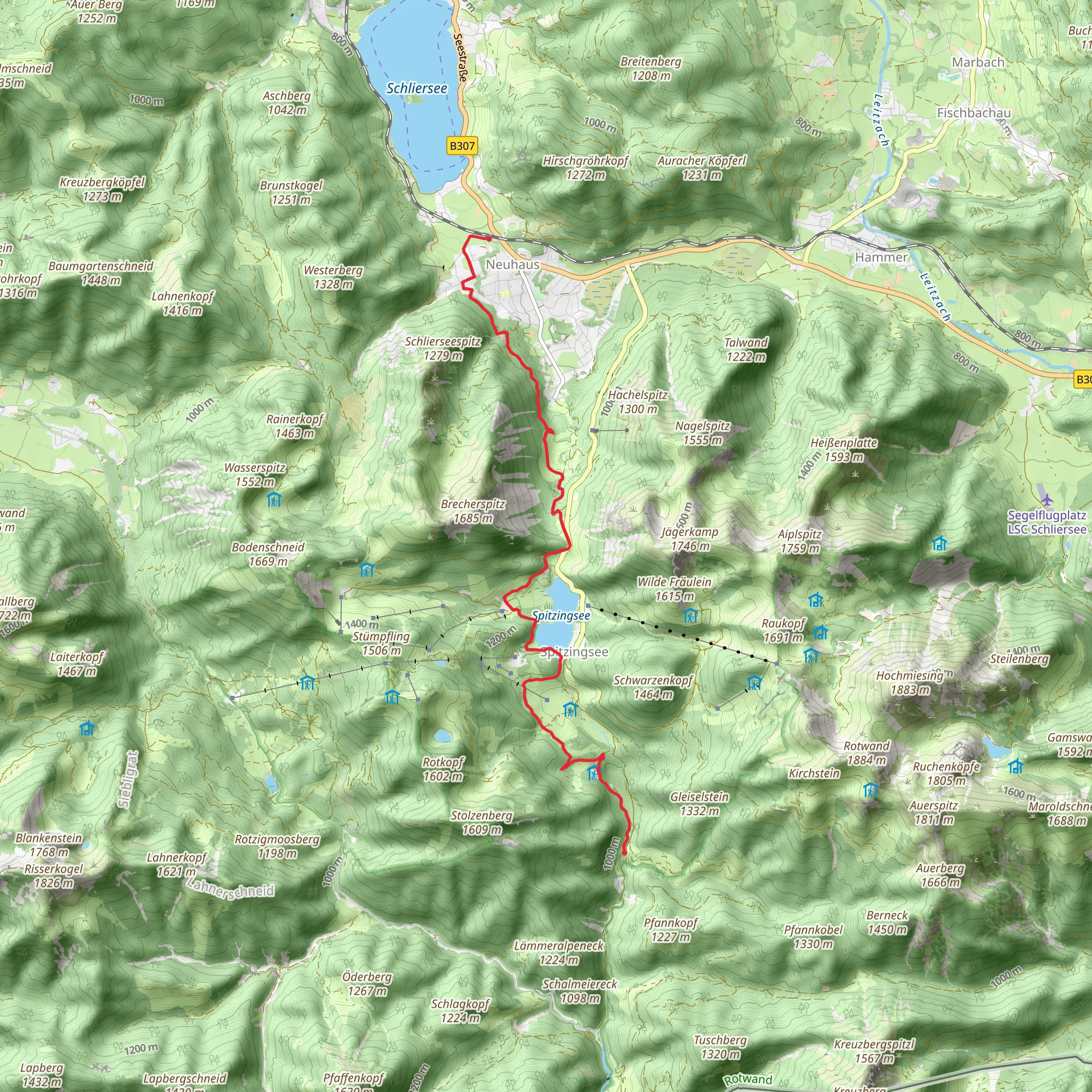Spitzingsee and Bockerlbahn Weg mobile static map