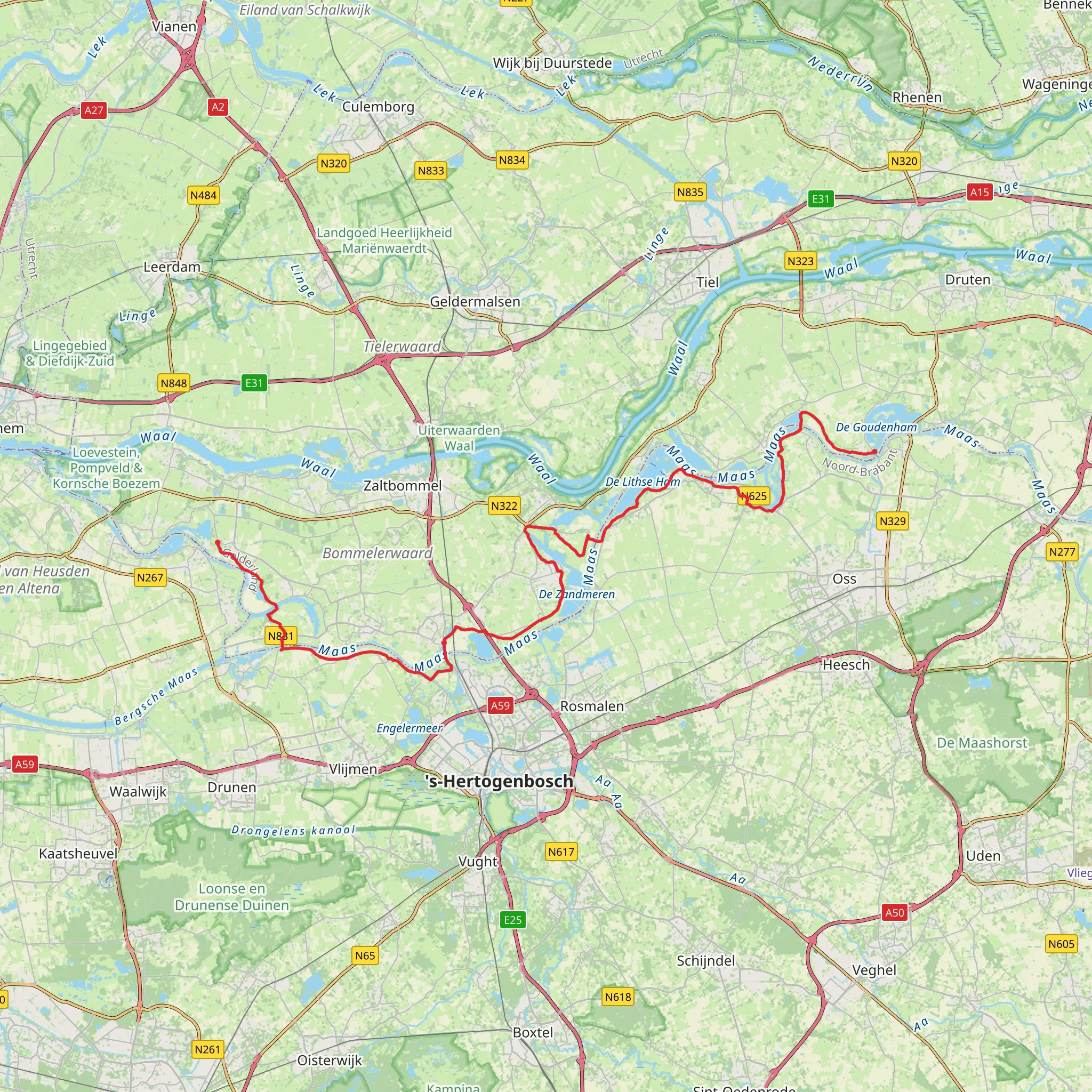 Maasdijk to Bpovendijk via Berm and Jan Ktingenweg mobile static map