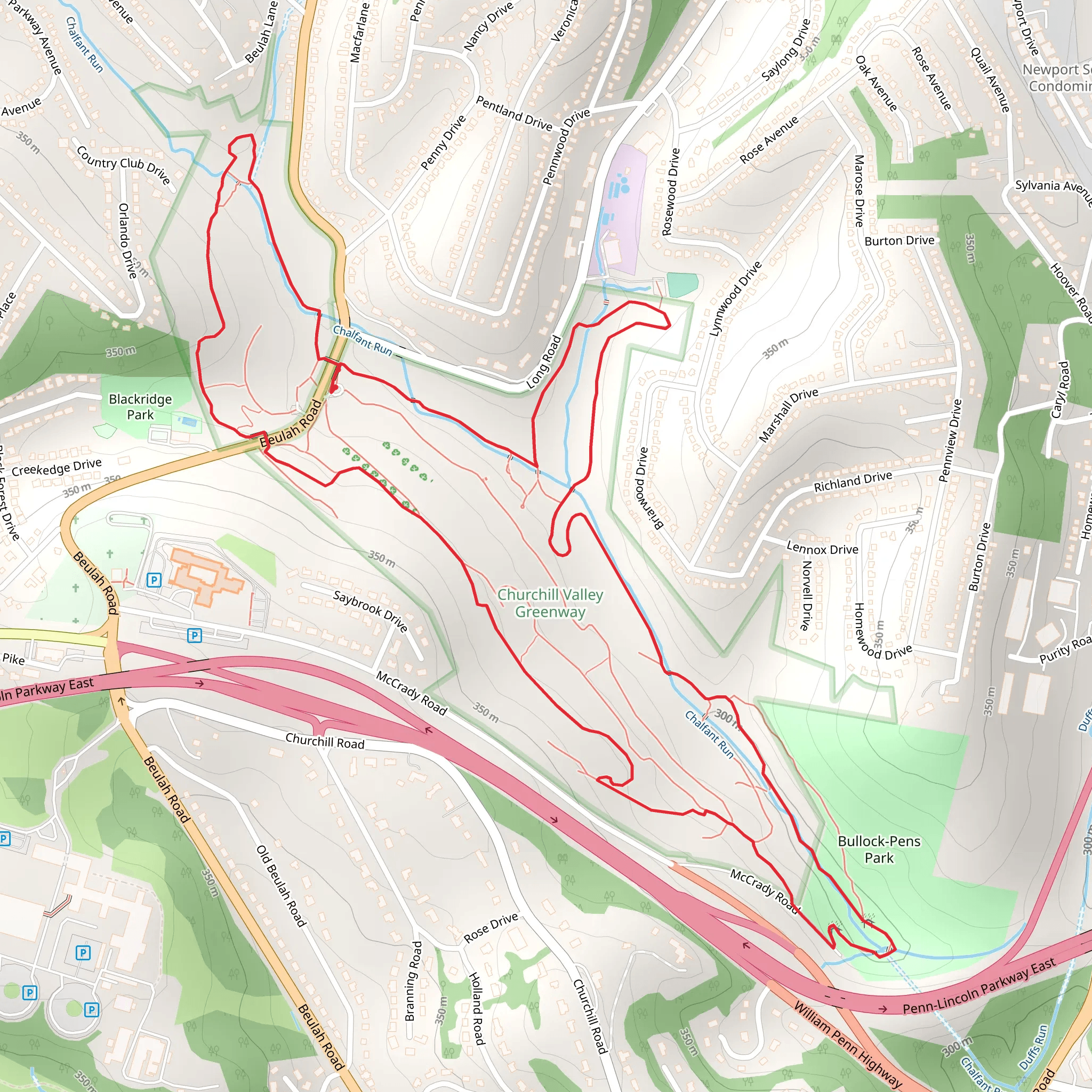Chalfant Run in Bullock-Pens Park mobile static map
