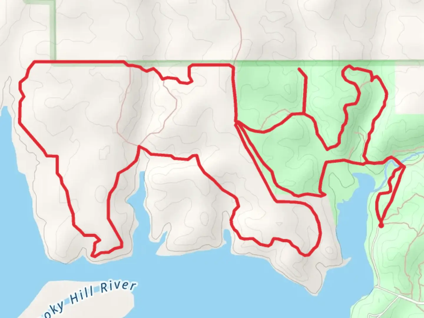 An image depicting the trail Kanopolis Lake North Shore Loop and its surrounding area.