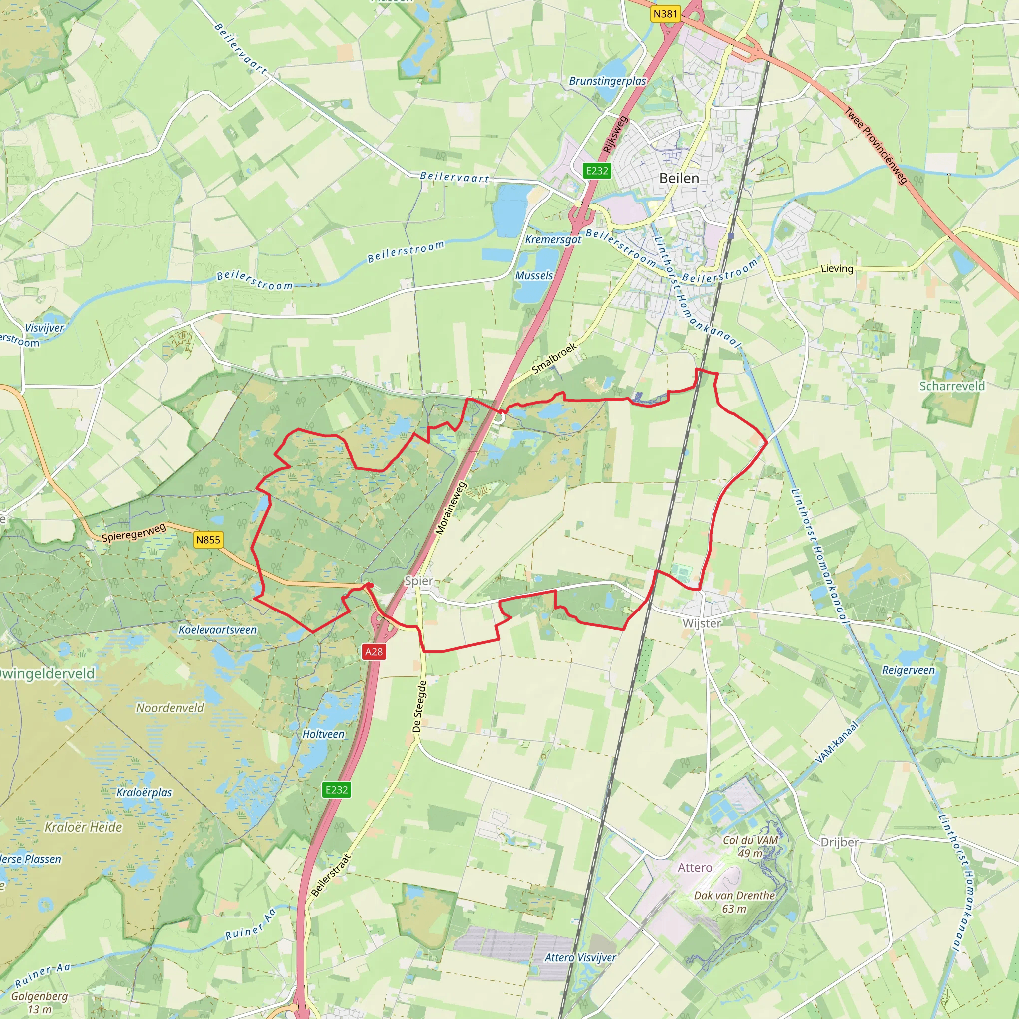 Zandveen, Witte Veen and Westenenk Loop mobile static map