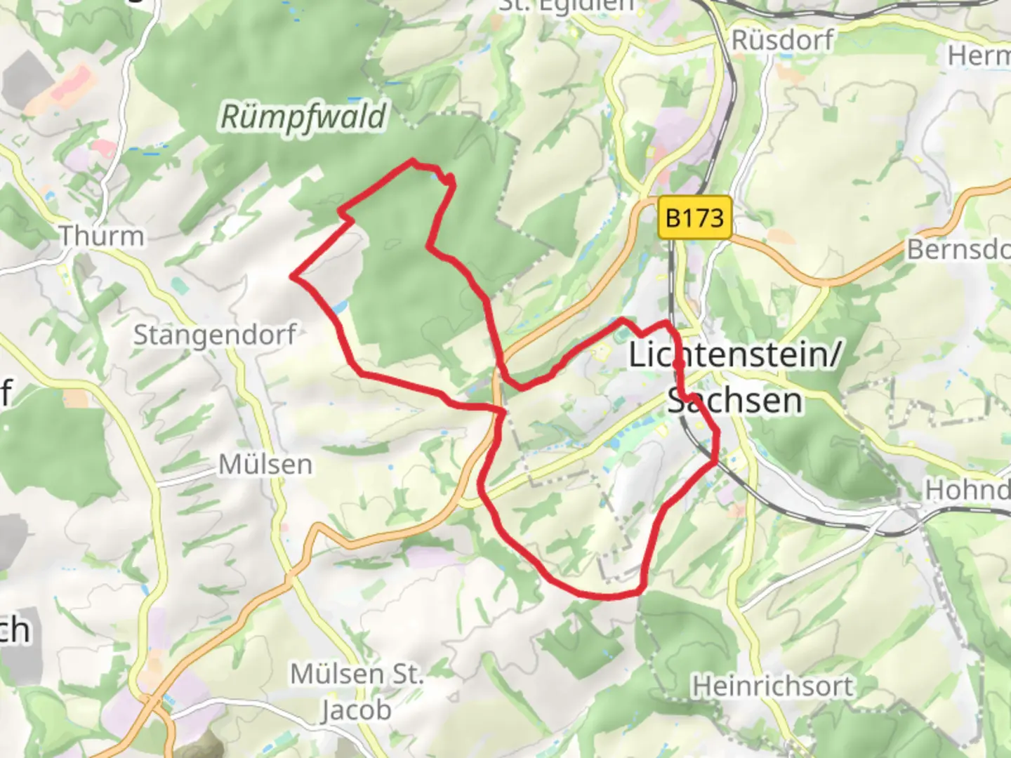 An image depicting the trail Lichtenstein Loop and its surrounding area.