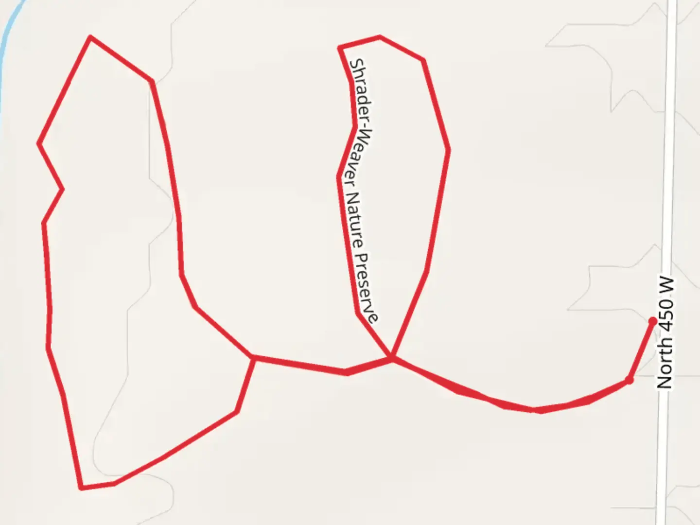 An image depicting the trail Shrader-Weaver Nature Preserve and its surrounding area.