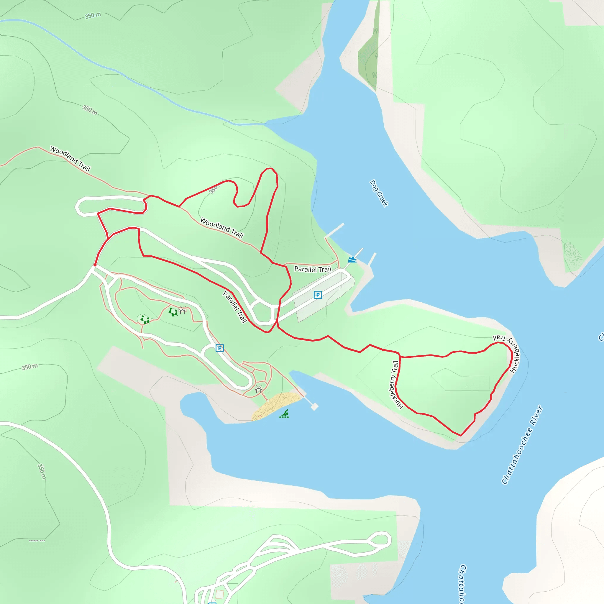 Woodland - Parallel - Huckleberry Loop Trail mobile static map
