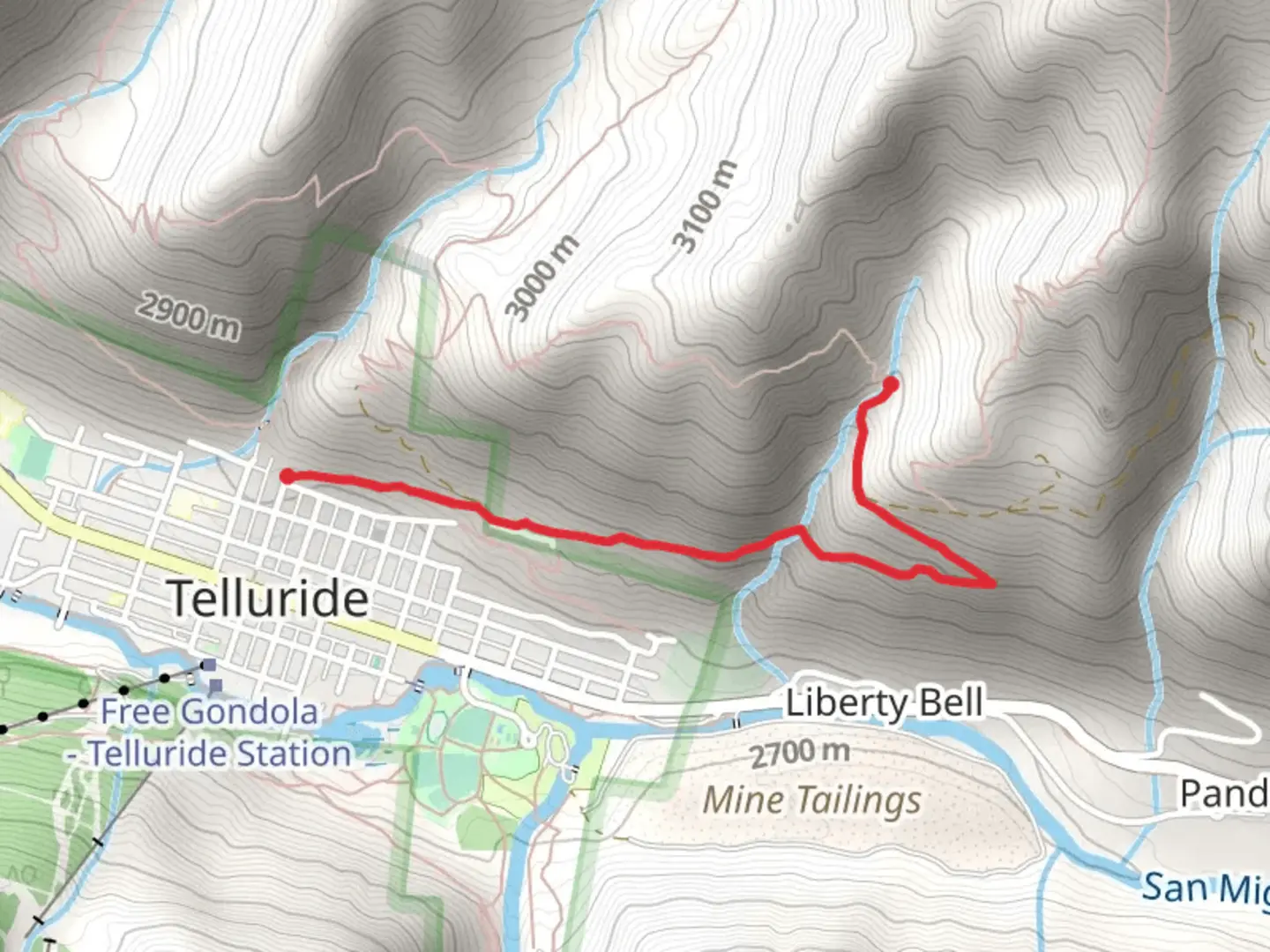 An image depicting the trail Owl Gulch via Imogene Pass Road and its surrounding area.