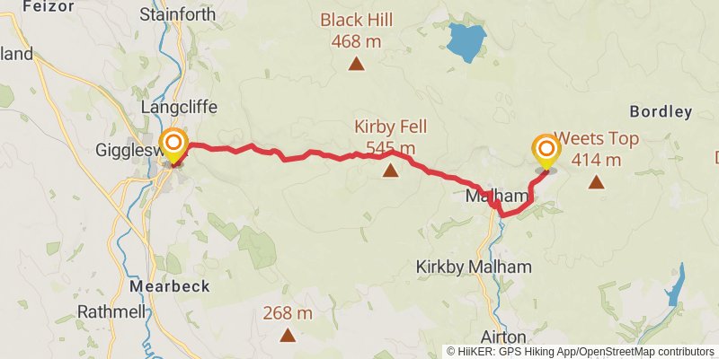 Skipton to Settle Walk stage 2 Map
