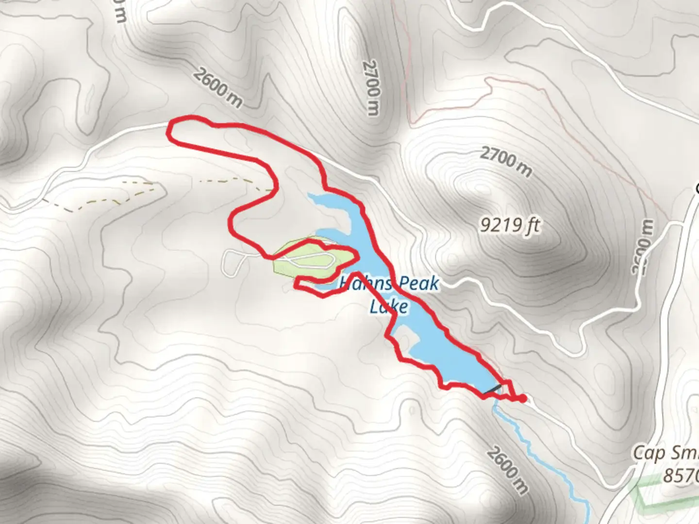 An image depicting the trail Hahns Peak Lake Loop and its surrounding area.