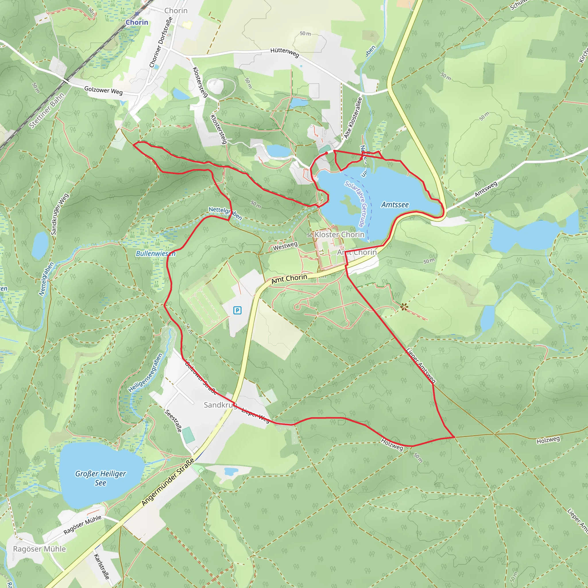 Amtssee via Rundweg Amtsee and Gruener Strich mobile static map