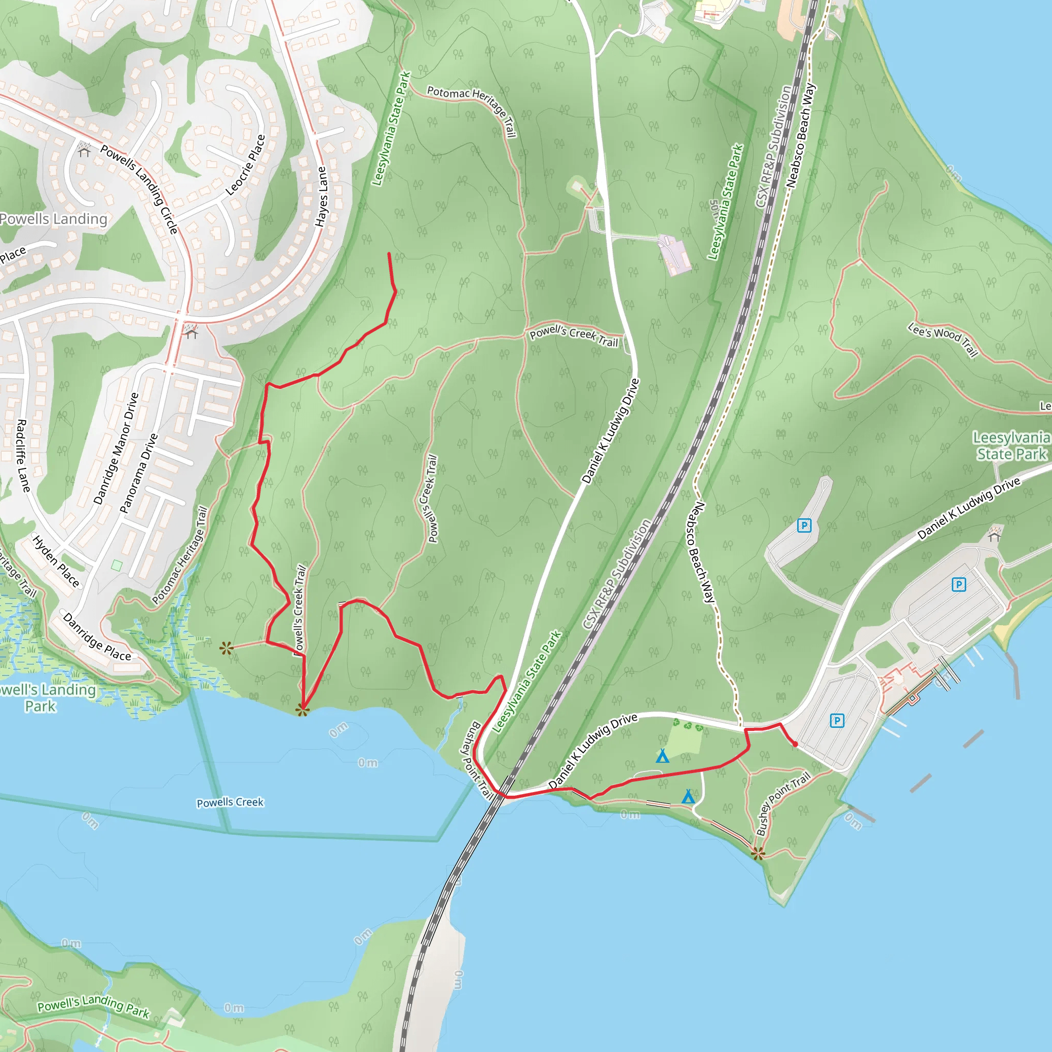 Bushey Point Trail mobile static map