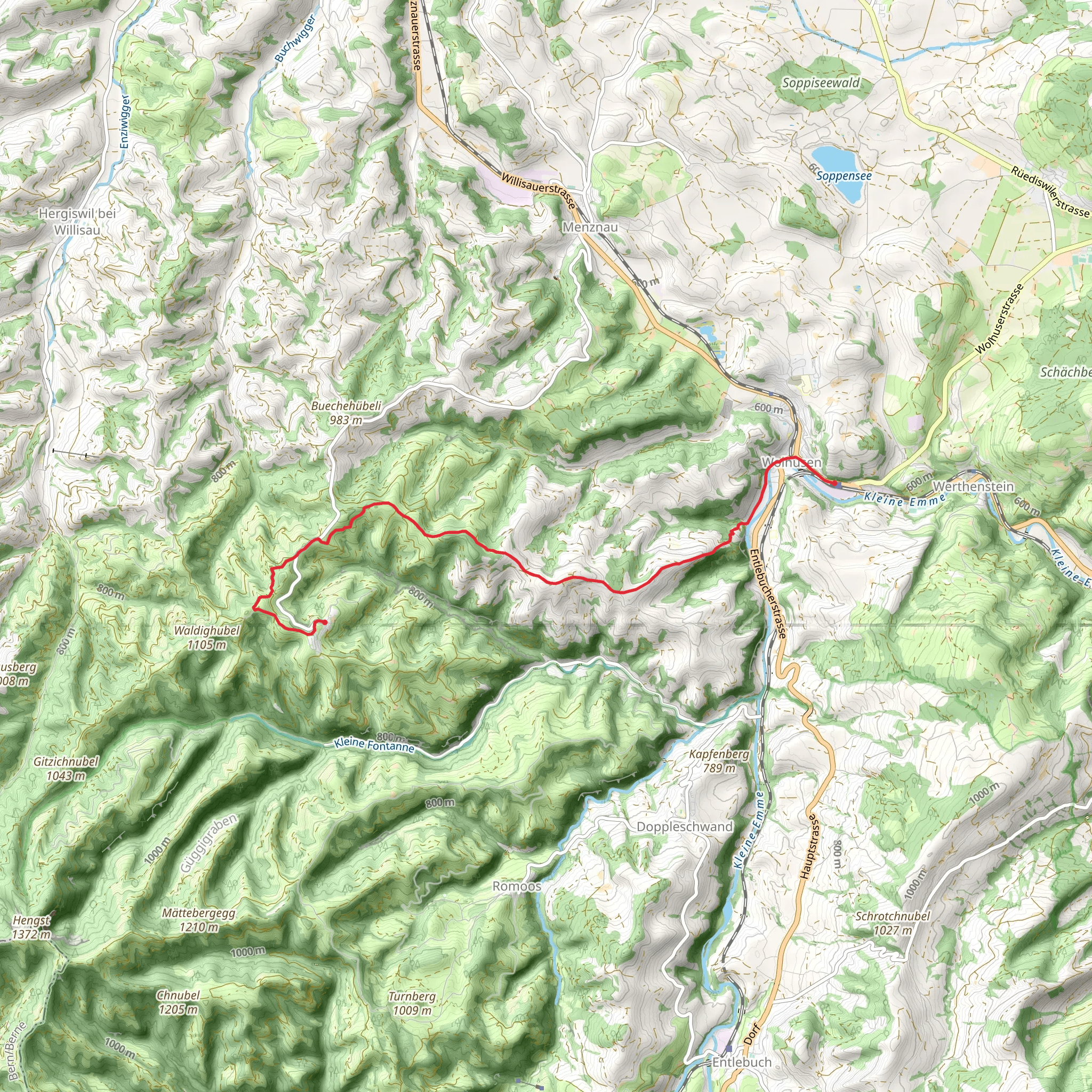 Menzberg - Wolhusen - Alpenpanorama-Weg mobile static map