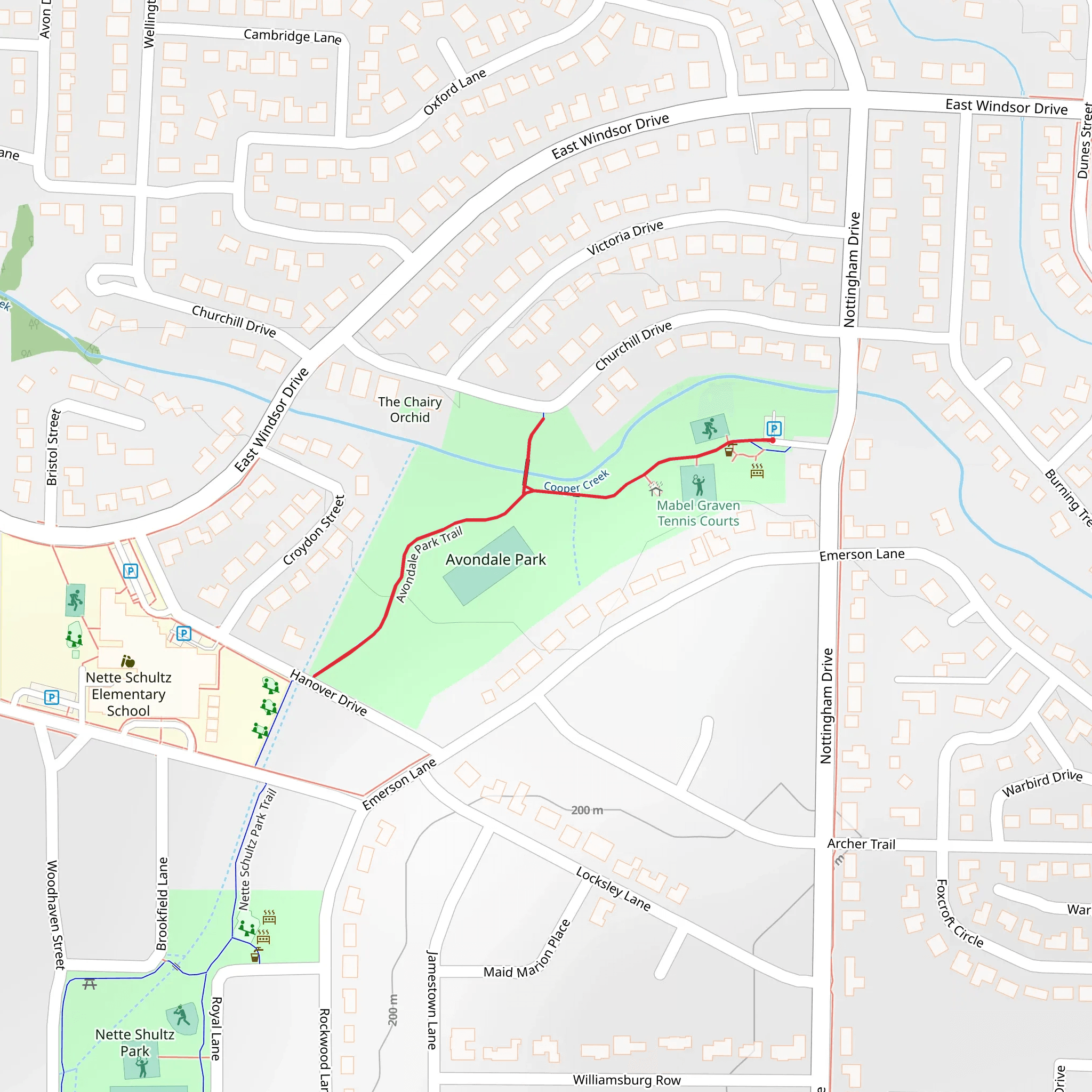 Avondale Park Trail mobile static map