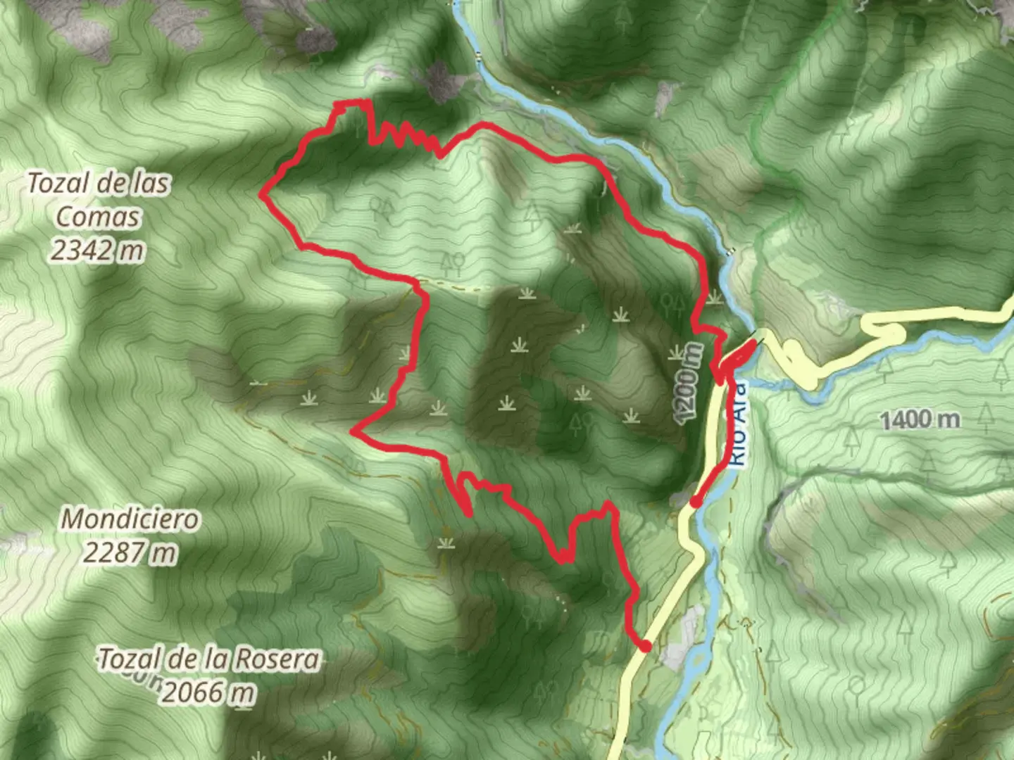 An image depicting the trail Artica Fiasta Trail and Fabatons PR HU 134 and its surrounding area.