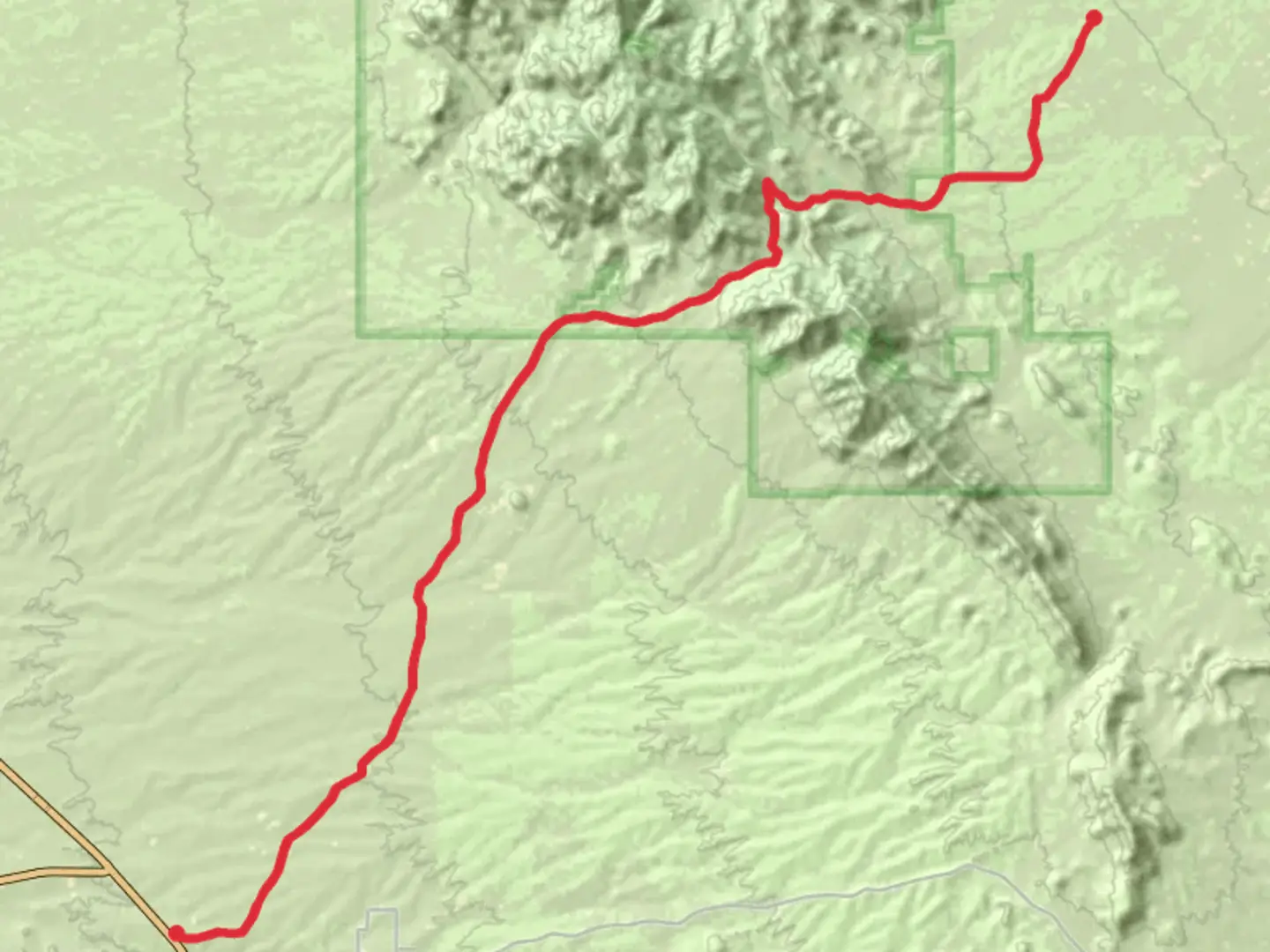 An image depicting the trail Sycamore Spring via N Middlemarch Road and its surrounding area.